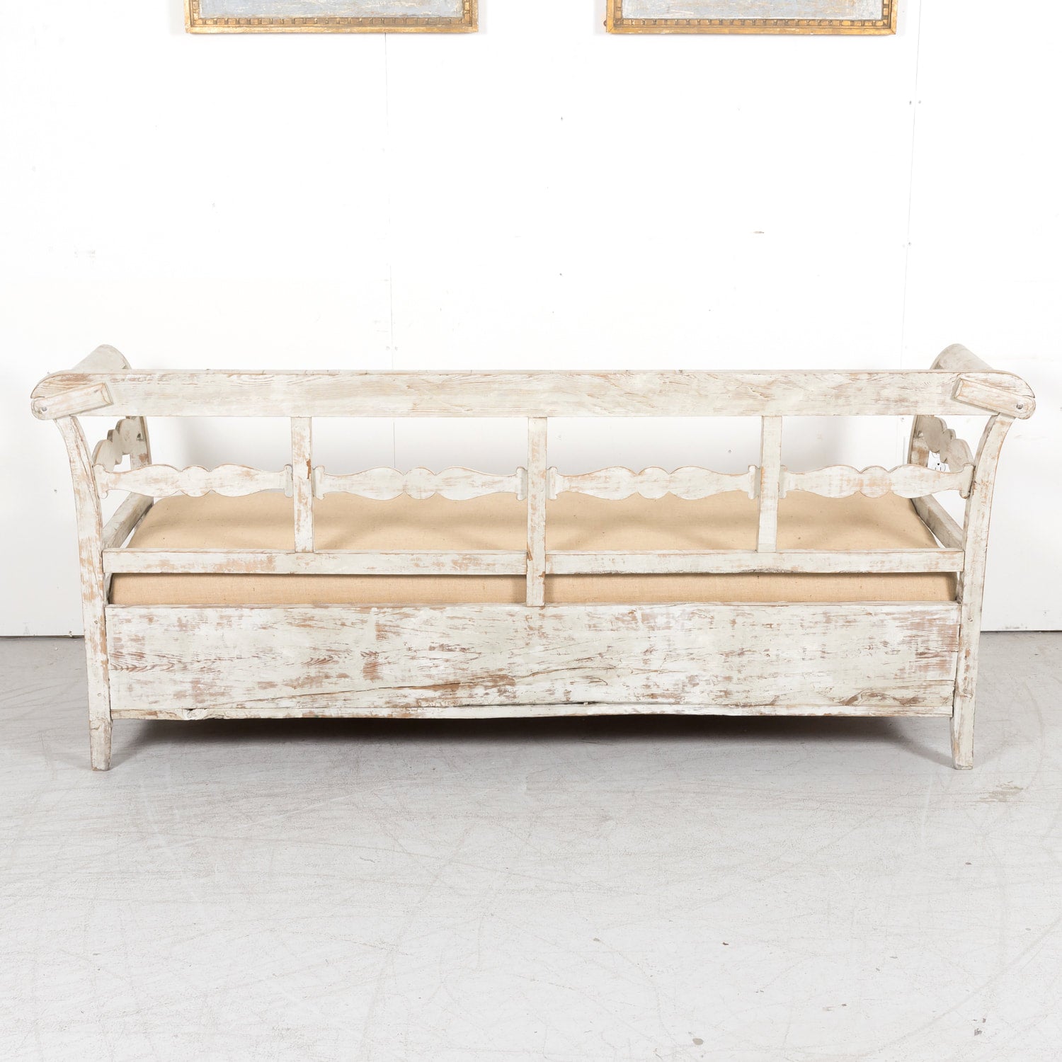 19th Century Painted Swedish Bench with Trundle Bed