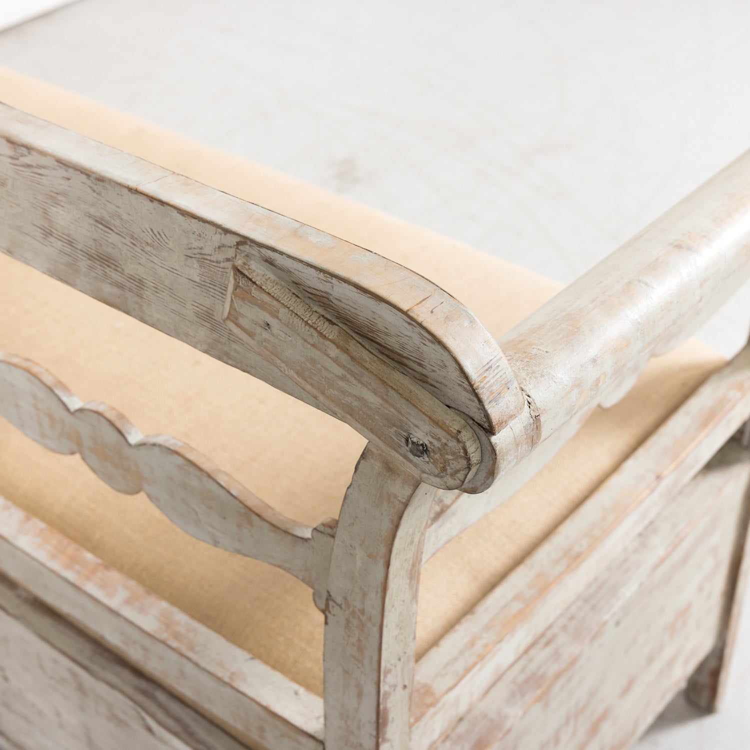 19th Century Painted Swedish Bench with Trundle Bed