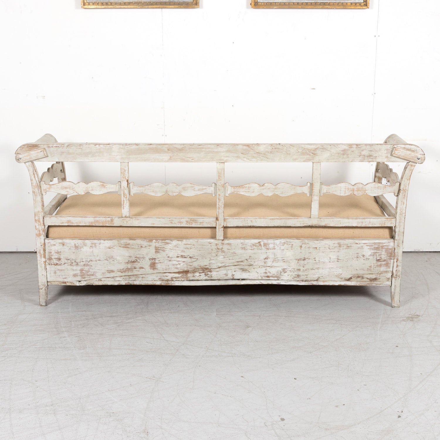 19th Century Painted Swedish Bench with Trundle Bed