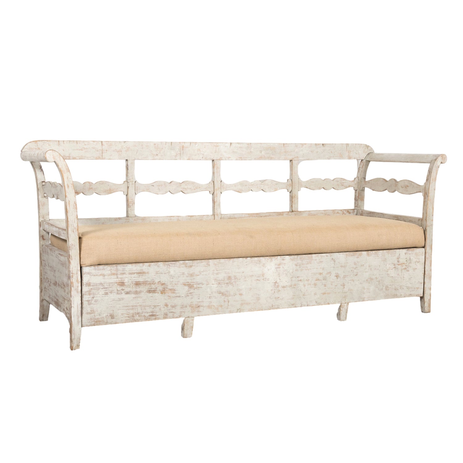19th Century Painted Swedish Bench with Trundle Bed