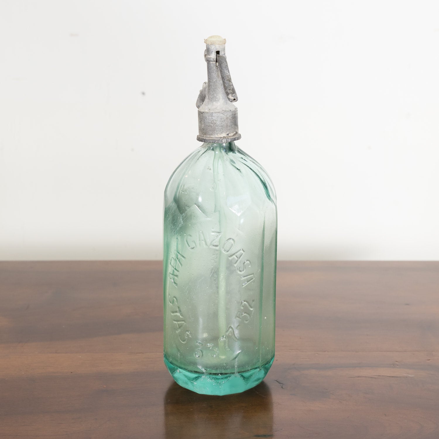 Vintage Hand Blown Green Glass Soda Syphon Seltzer Bottles