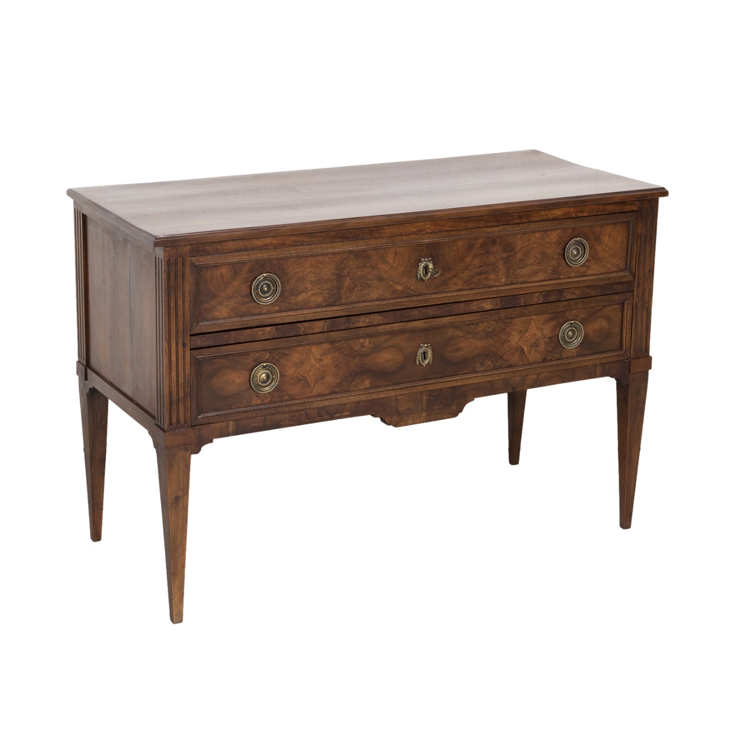 19th Century French Louis XVI Style Walnut and Burled Walnut Commode Sauteuse