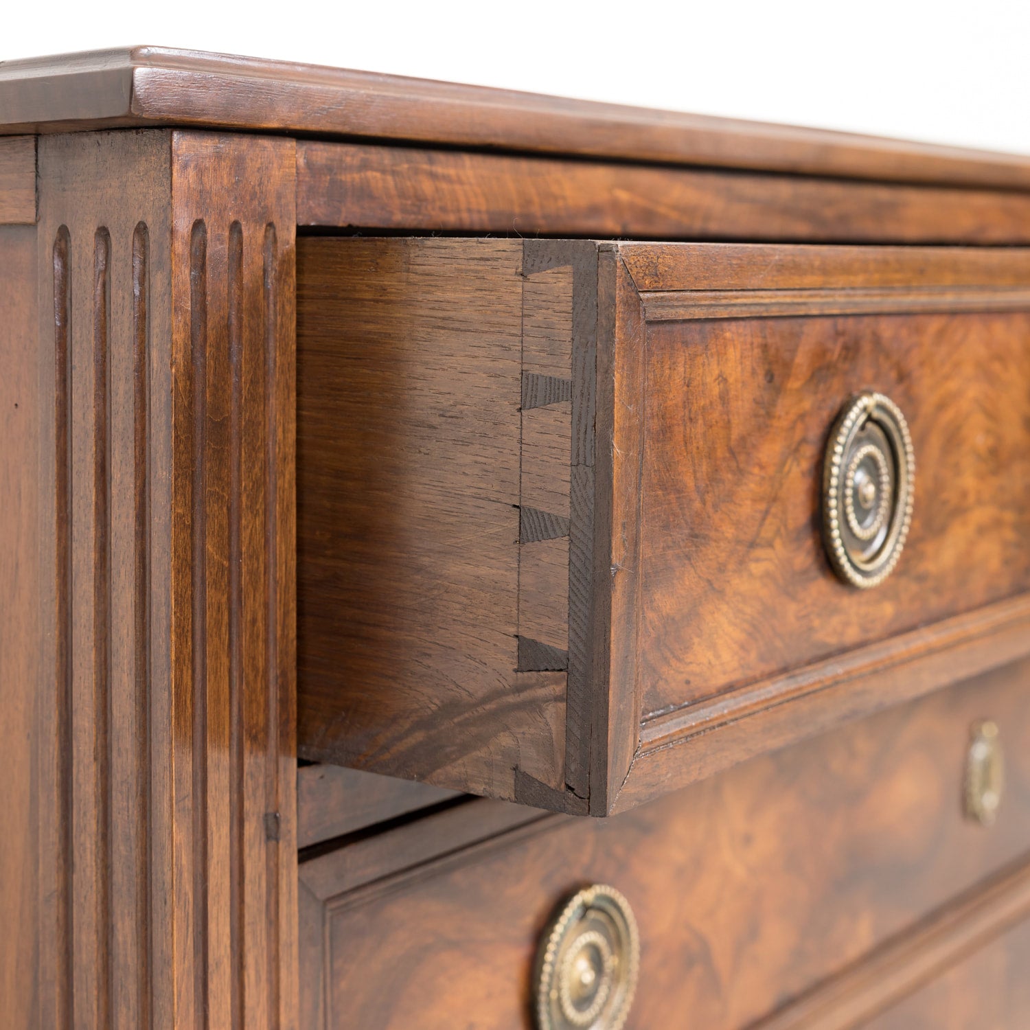19th Century French Louis XVI Style Walnut and Burled Walnut Commode Sauteuse