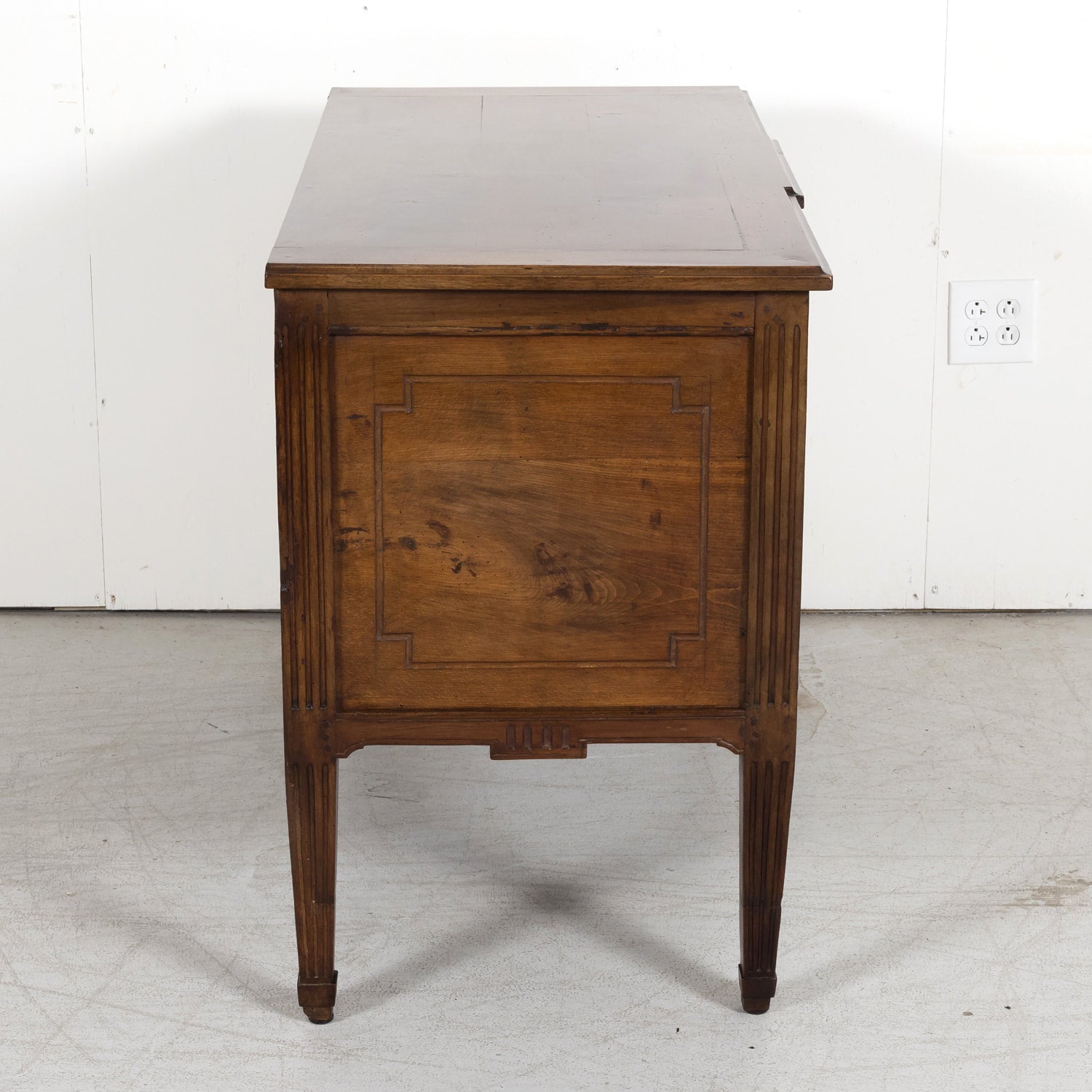 Early 19th French Century Louis XVI Style Solid Walnut Commode Sauteuse