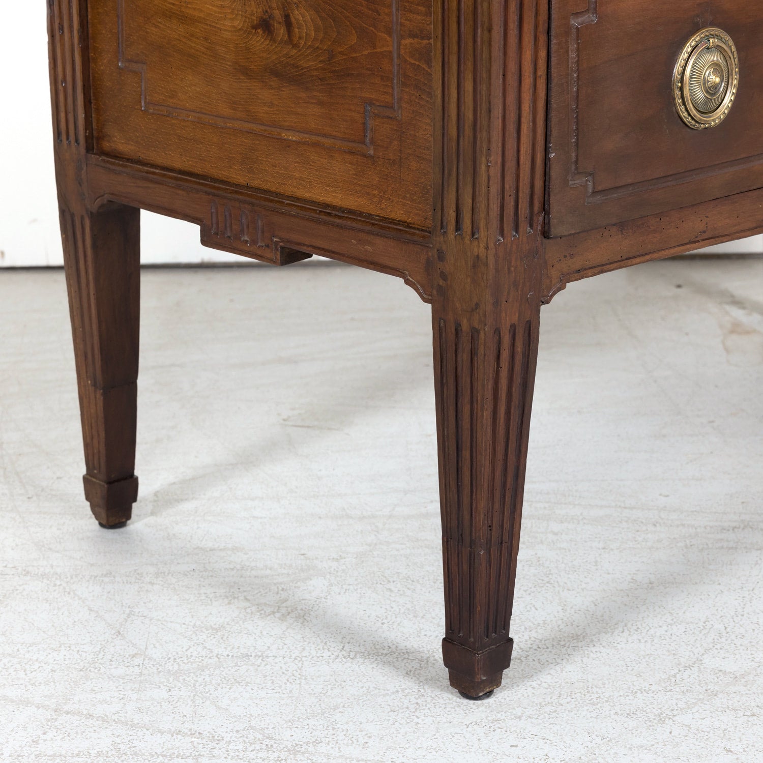 Early 19th French Century Louis XVI Style Solid Walnut Commode Sauteuse