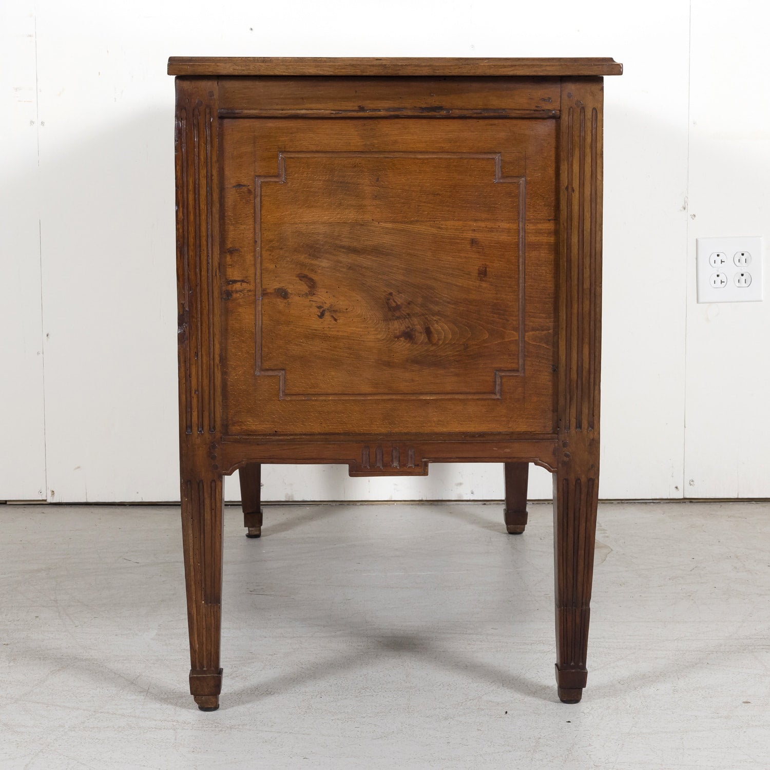 Early 19th French Century Louis XVI Style Solid Walnut Commode Sauteuse