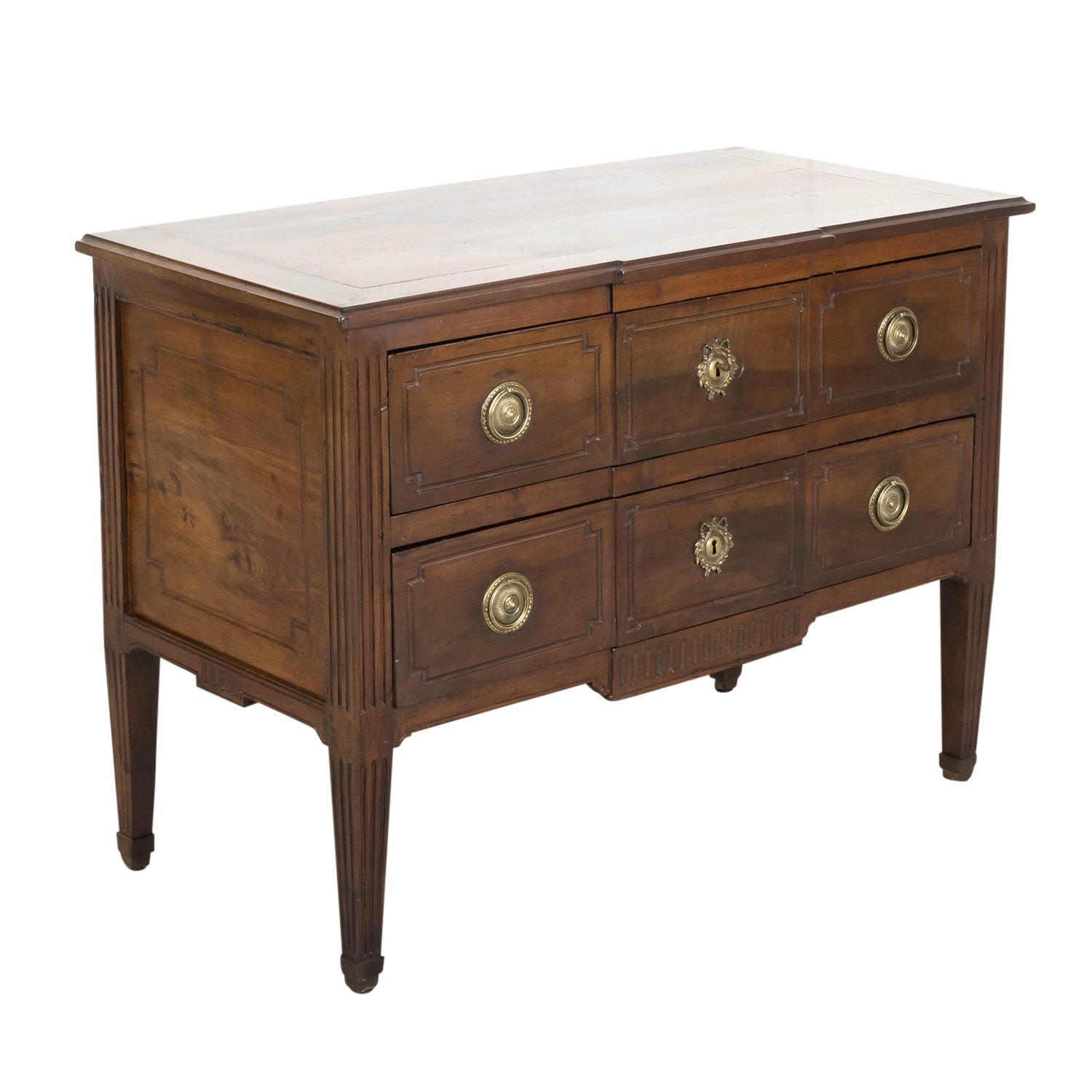 Early 19th French Century Louis XVI Style Solid Walnut Commode Sauteuse