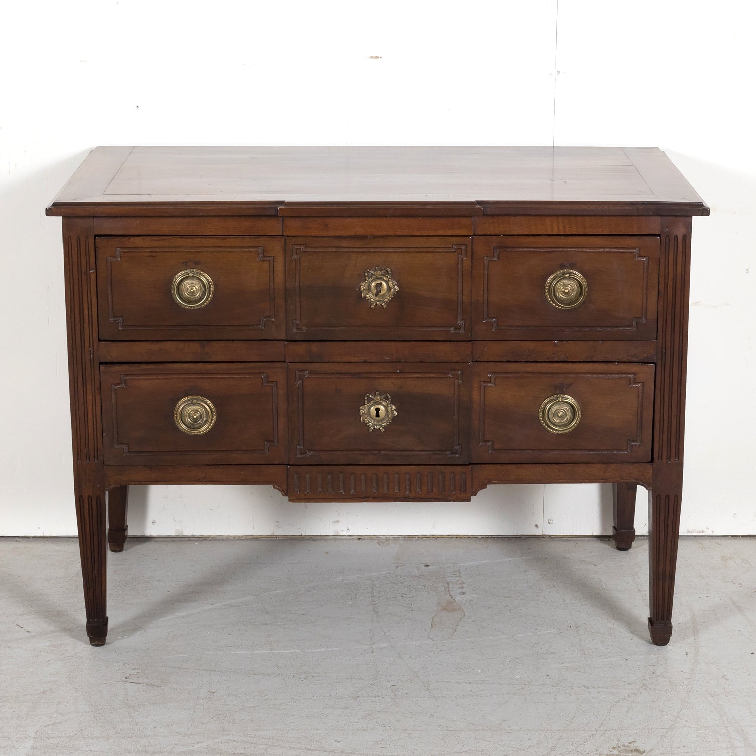 Early 19th French Century Louis XVI Style Solid Walnut Commode Sauteuse