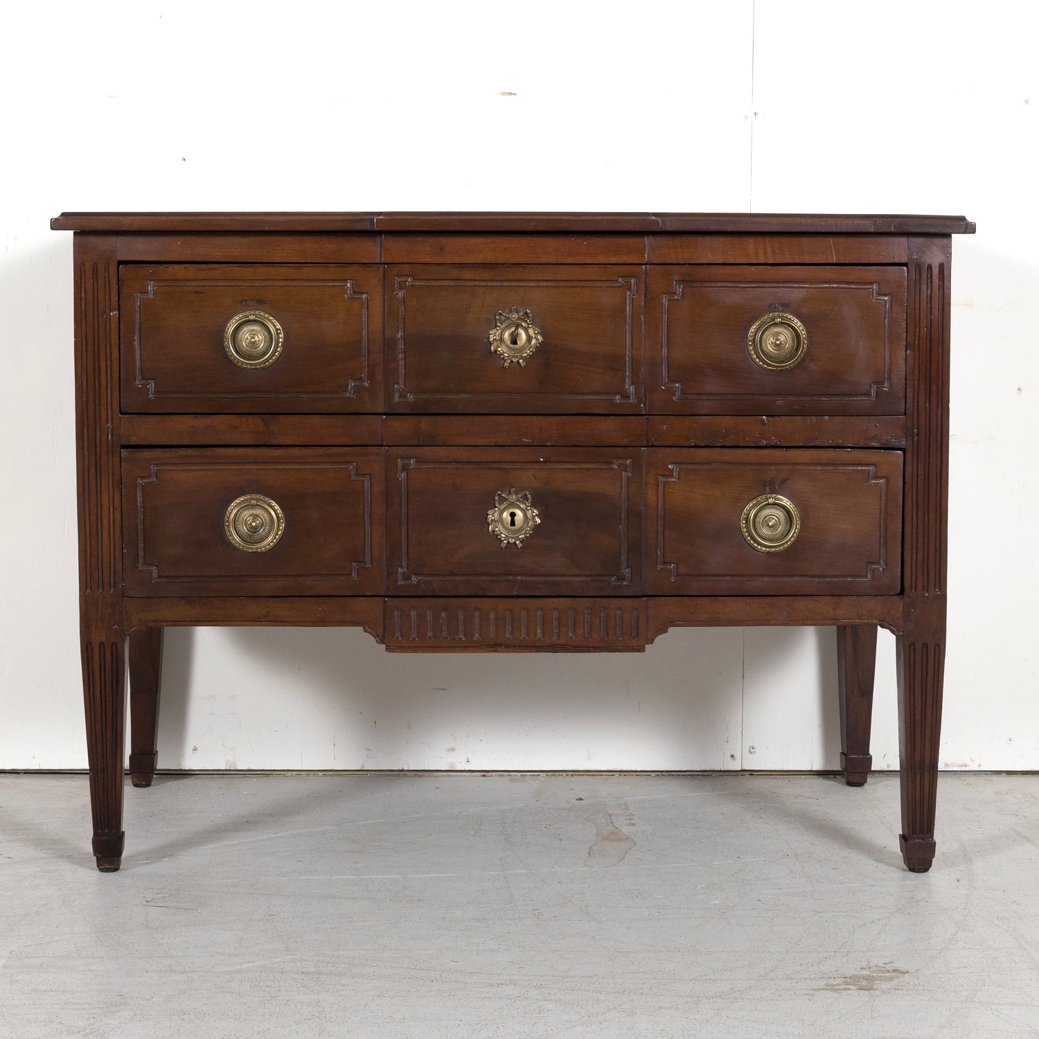 Early 19th French Century Louis XVI Style Solid Walnut Commode Sauteuse