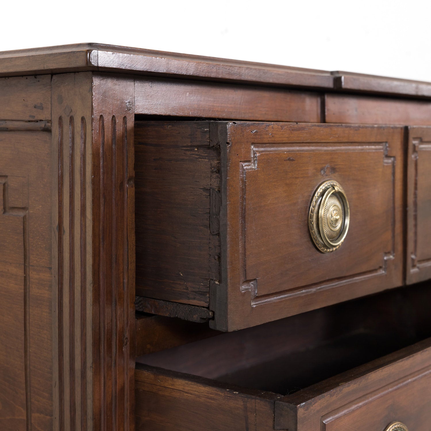 Early 19th French Century Louis XVI Style Solid Walnut Commode Sauteuse