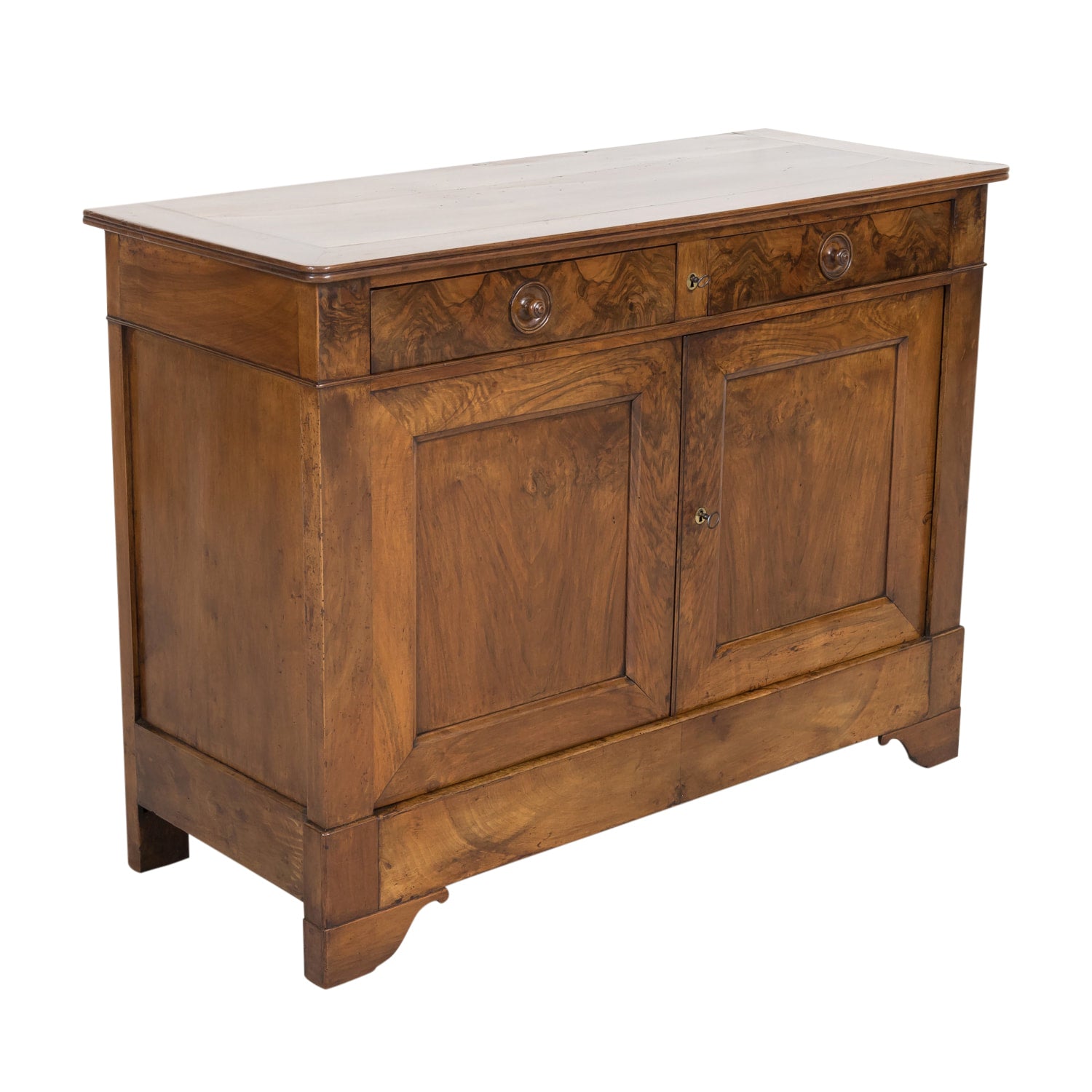 19th Century French Louis Philippe Style Walnut Buffet with Bookmatched Front