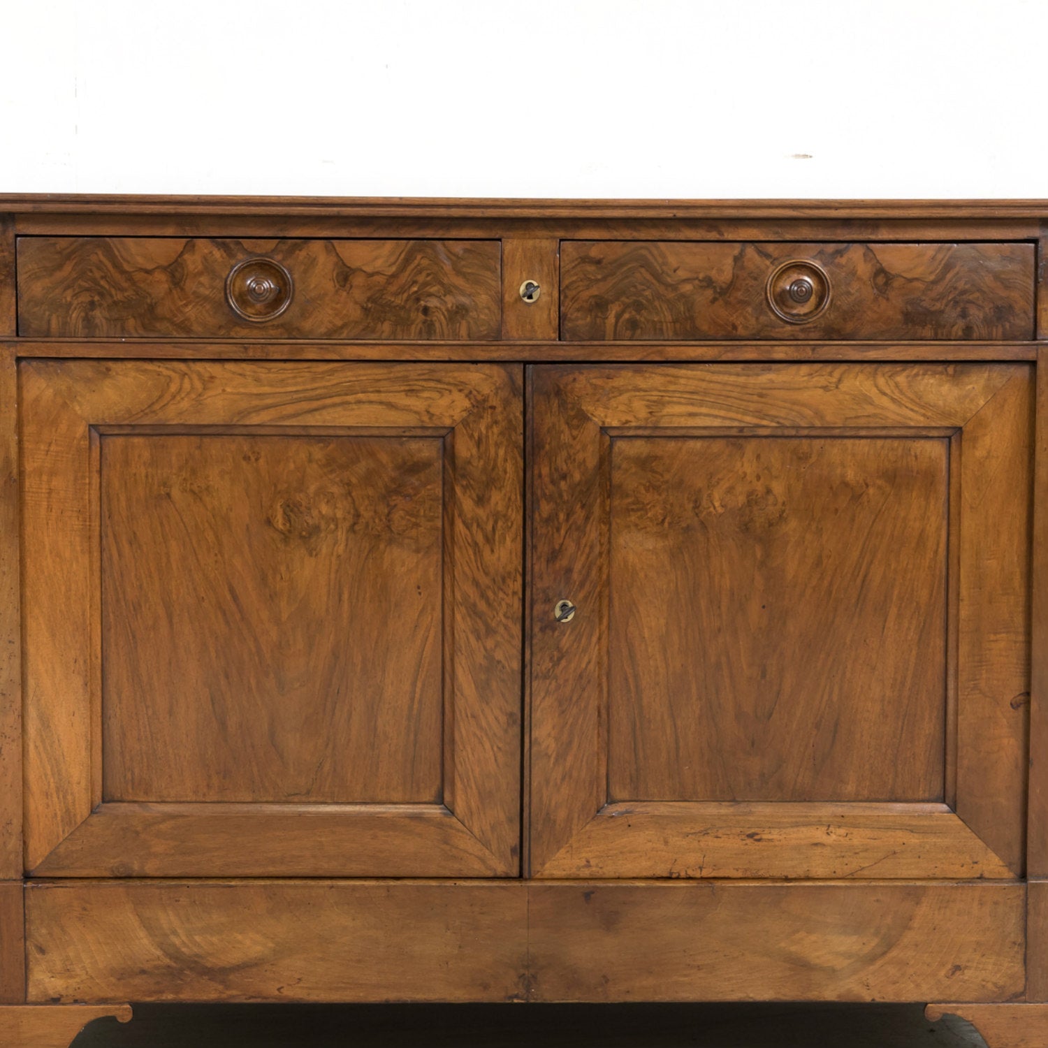 19th Century French Louis Philippe Style Walnut Buffet with Bookmatched Front