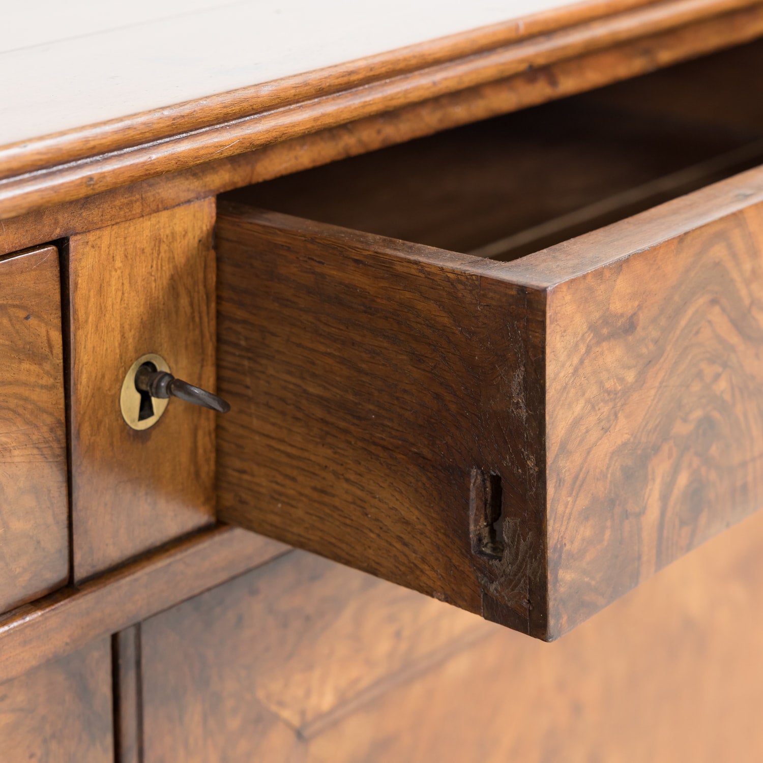 19th Century French Louis Philippe Style Walnut Buffet with Bookmatched Front