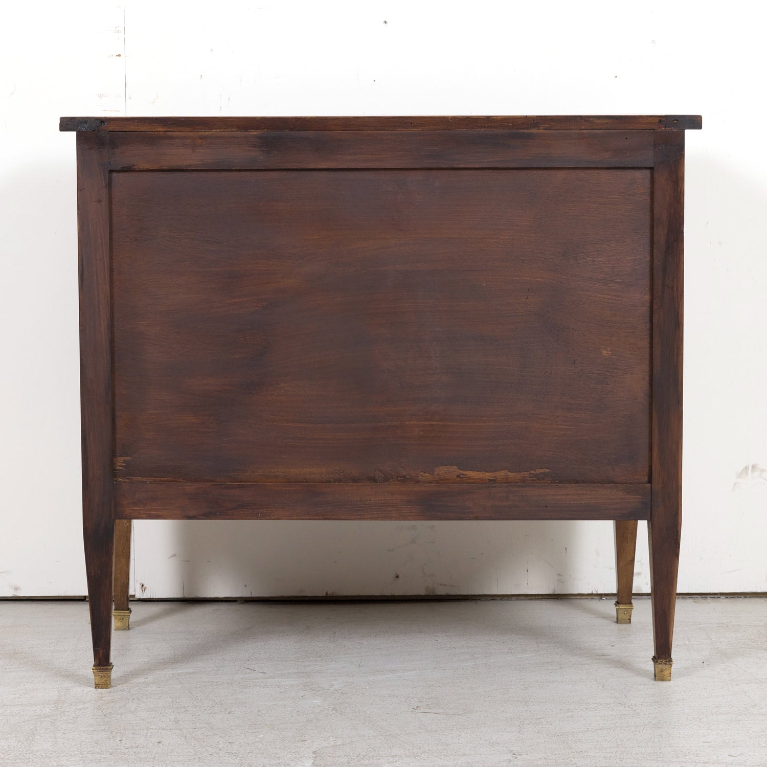 Late 19th Century French Louis XVI Style Petite Walnut Commode with Marquetry Band on Top