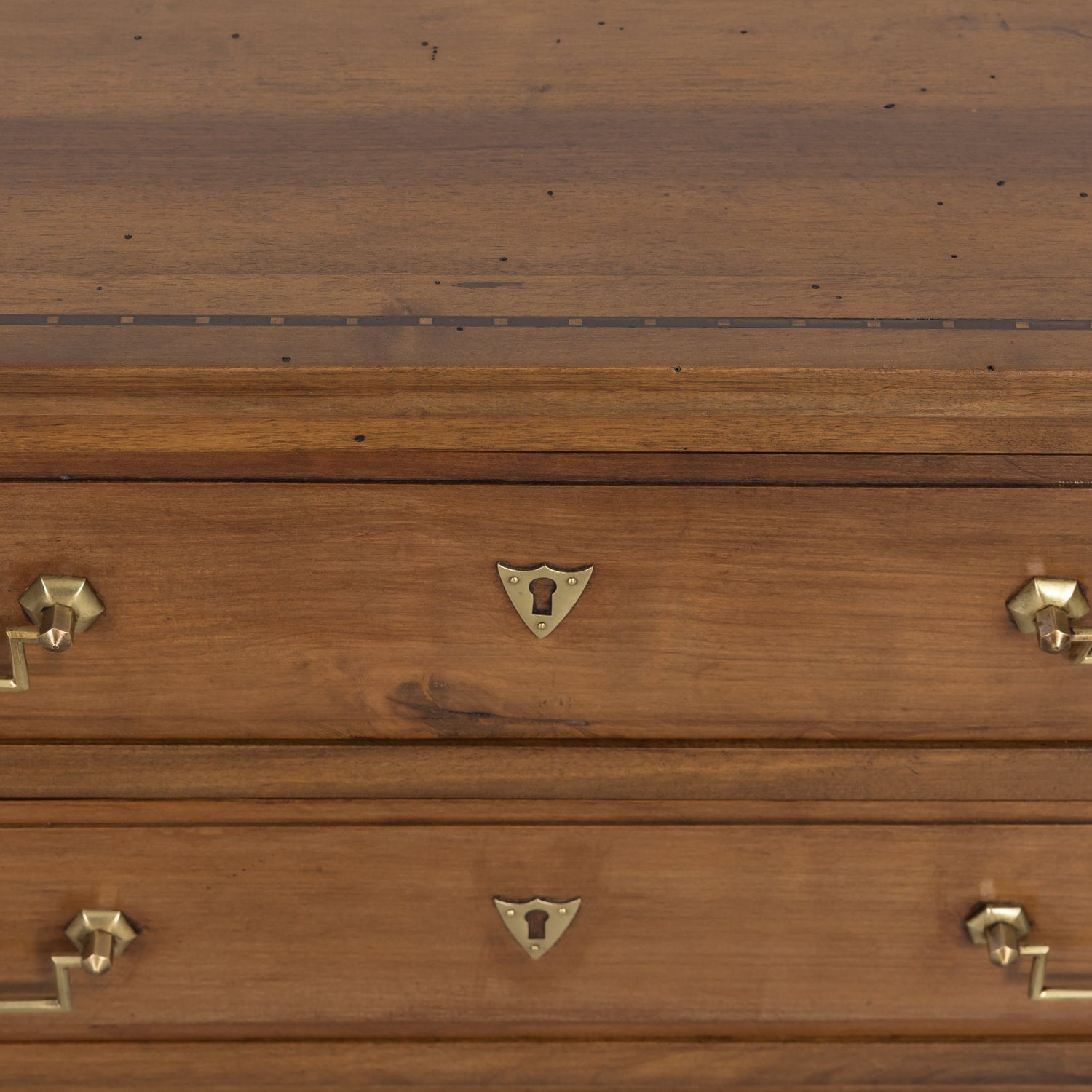 Late 19th Century French Louis XVI Style Petite Walnut Commode with Marquetry Band on Top