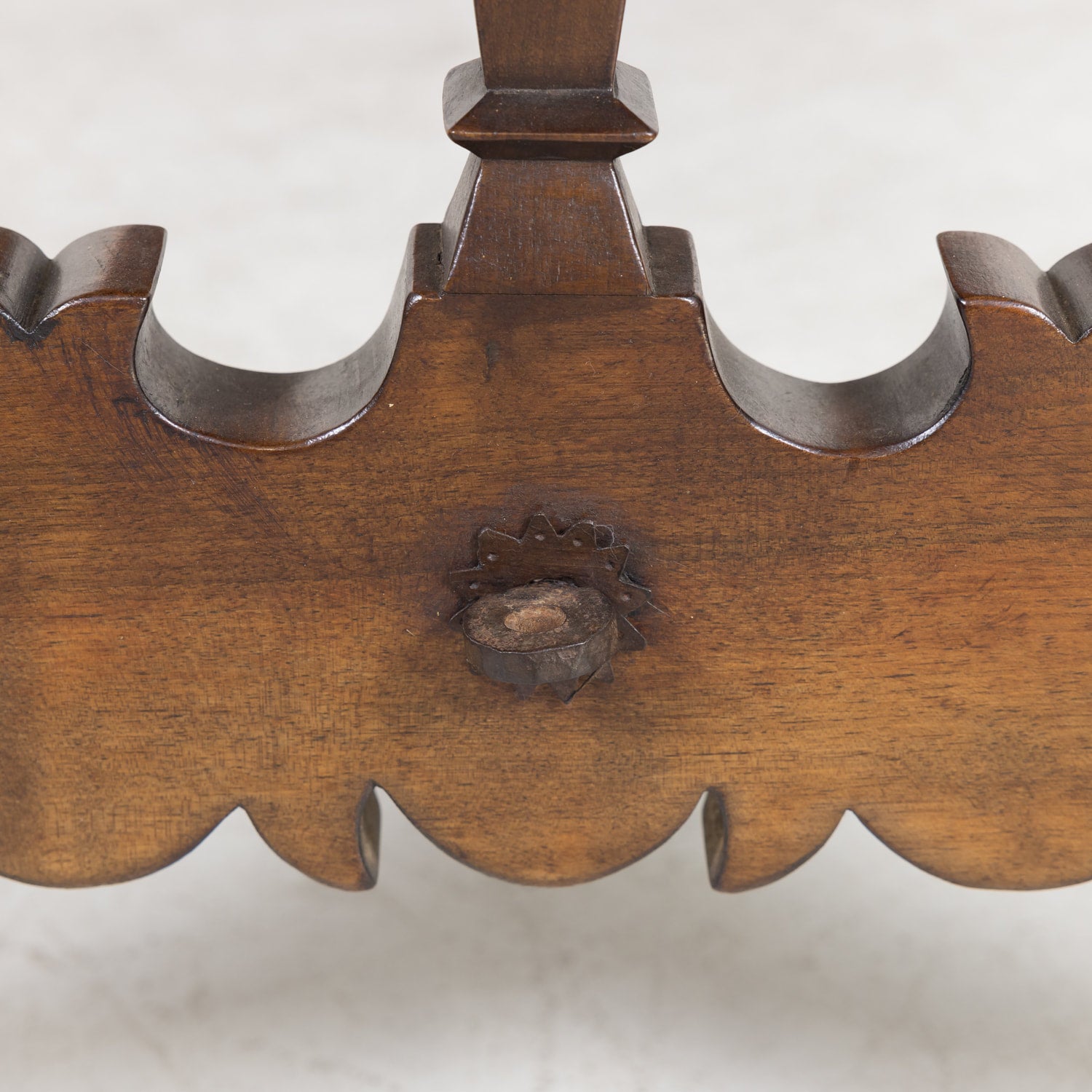 19th Century Spanish Baroque Style Walnut Trestle Dining Table with Iron Stretchers