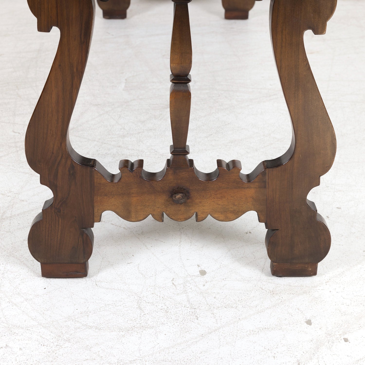 19th Century Spanish Baroque Style Walnut Trestle Dining Table with Iron Stretchers
