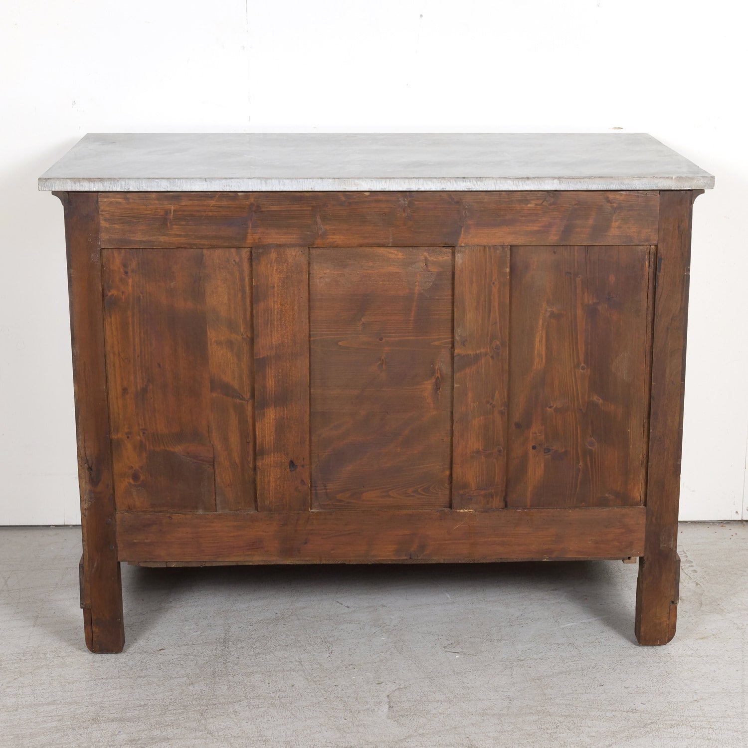 19th Century French Empire Period Walnut and Bookmatched Flaming Walnut Commode with Marble Top