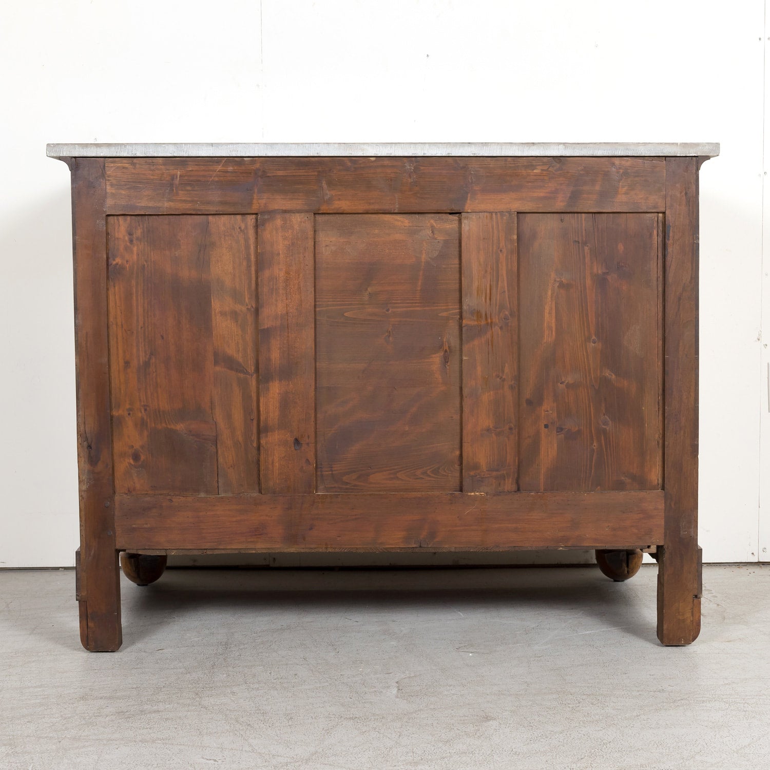 19th Century French Empire Period Walnut and Bookmatched Flaming Walnut Commode with Marble Top