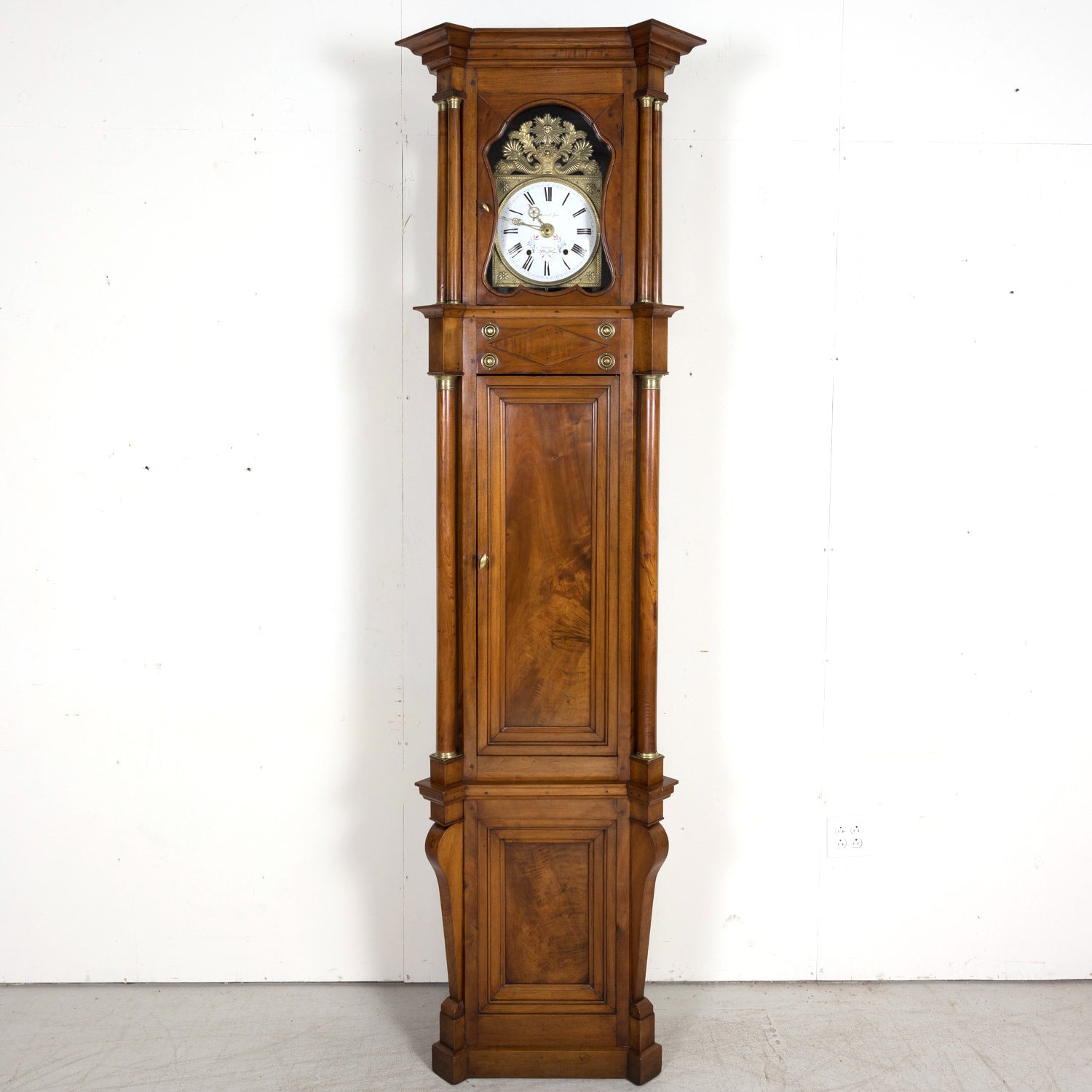 Early 19th Century French Empire Period Walnut Longcase Clock with Eight-Day Movement