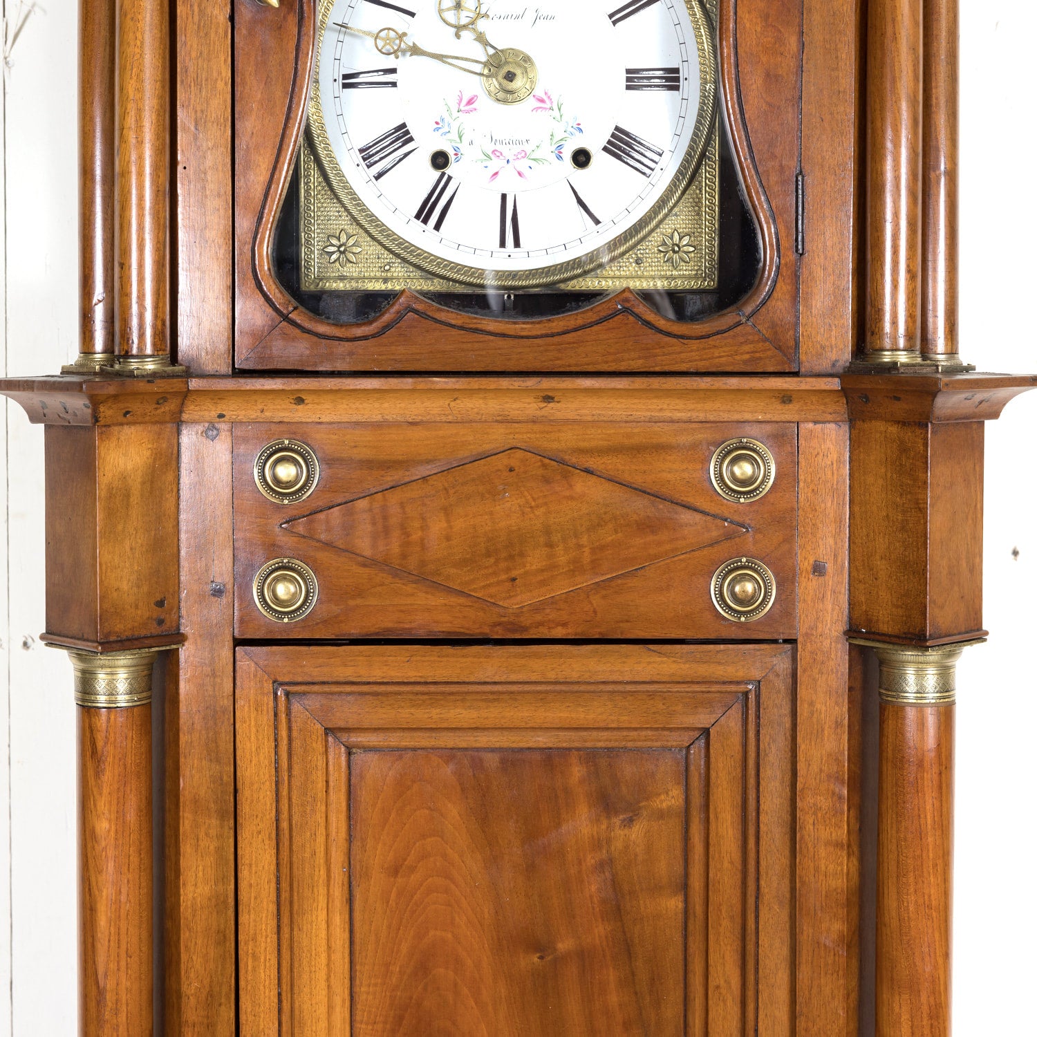 Early 19th Century French Empire Period Walnut Longcase Clock with Eight-Day Movement