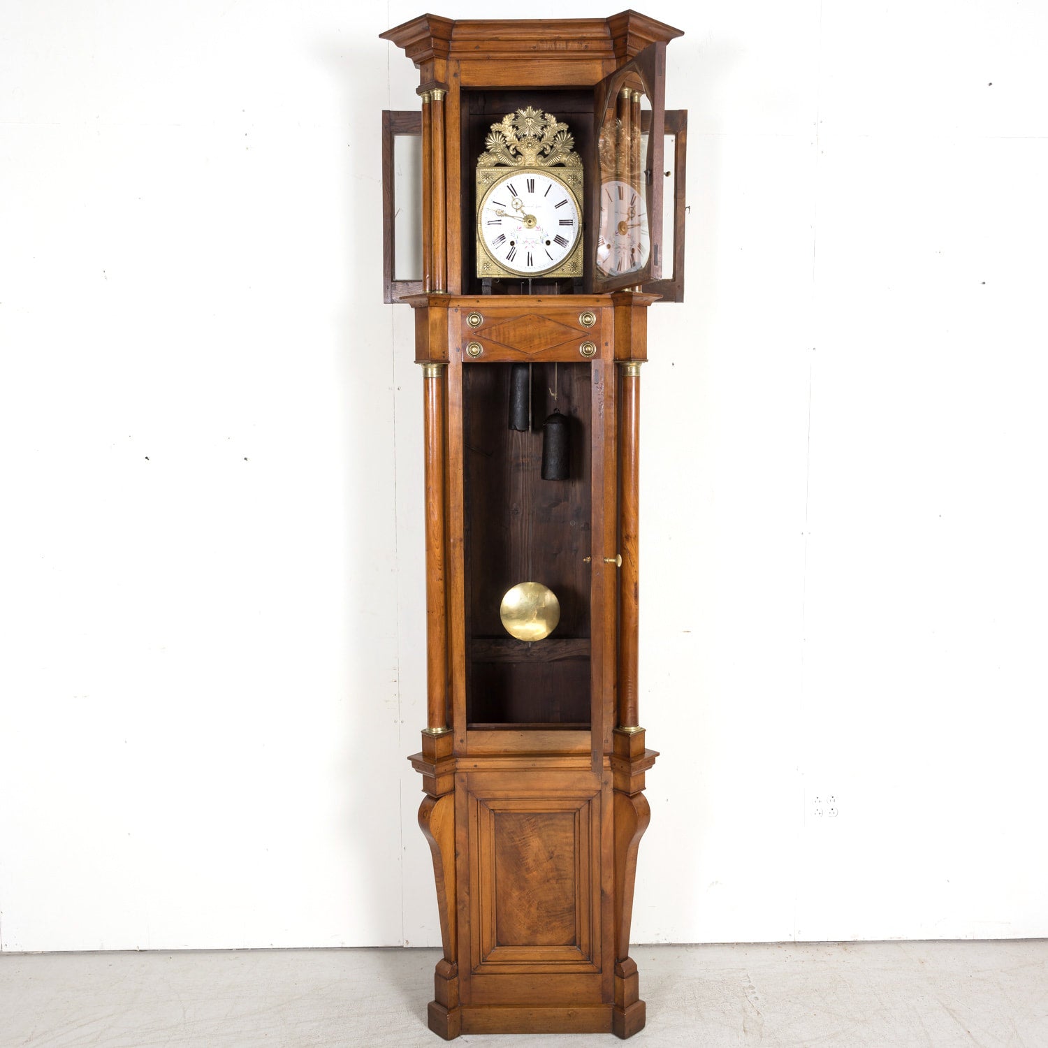 Early 19th Century French Empire Period Walnut Longcase Clock with Eight-Day Movement
