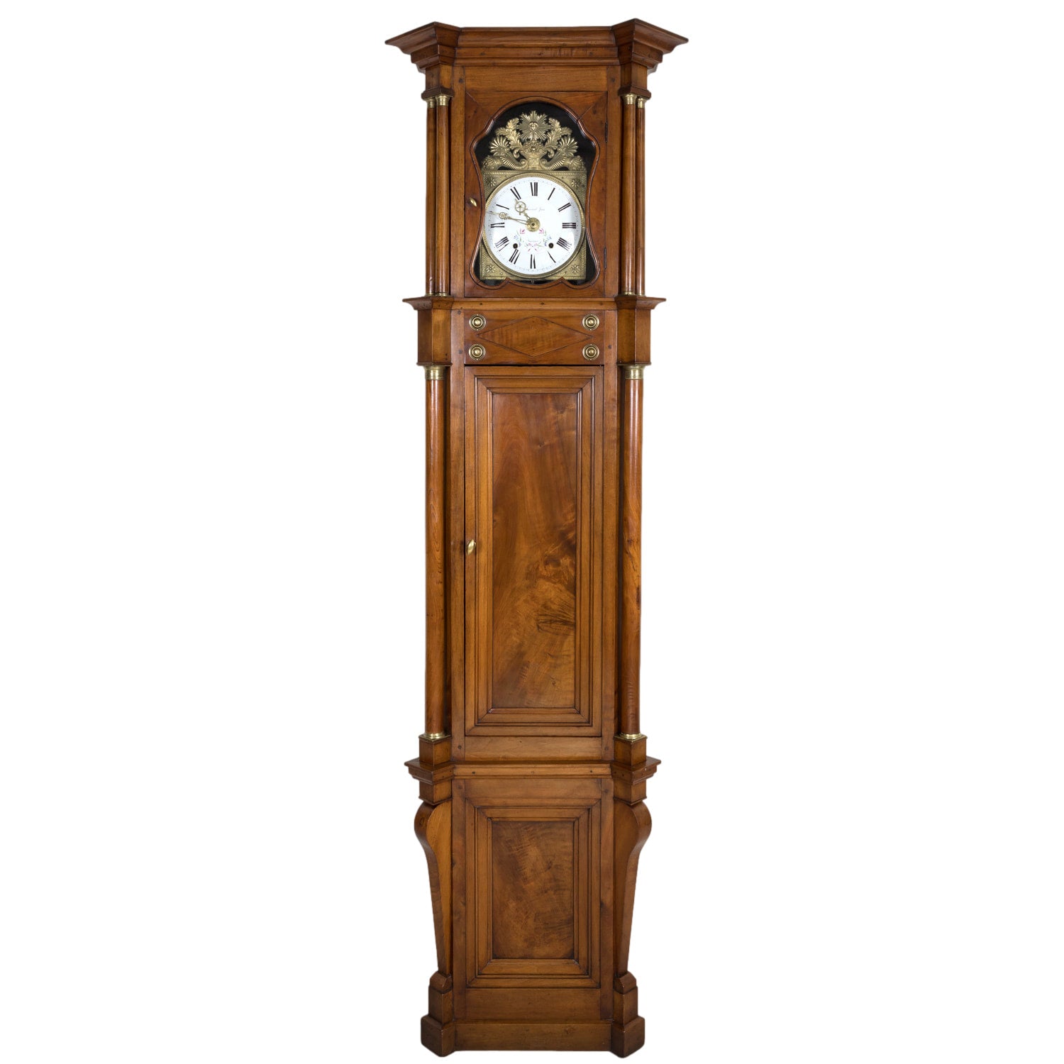 Early 19th Century French Empire Period Walnut Longcase Clock with Eight-Day Movement