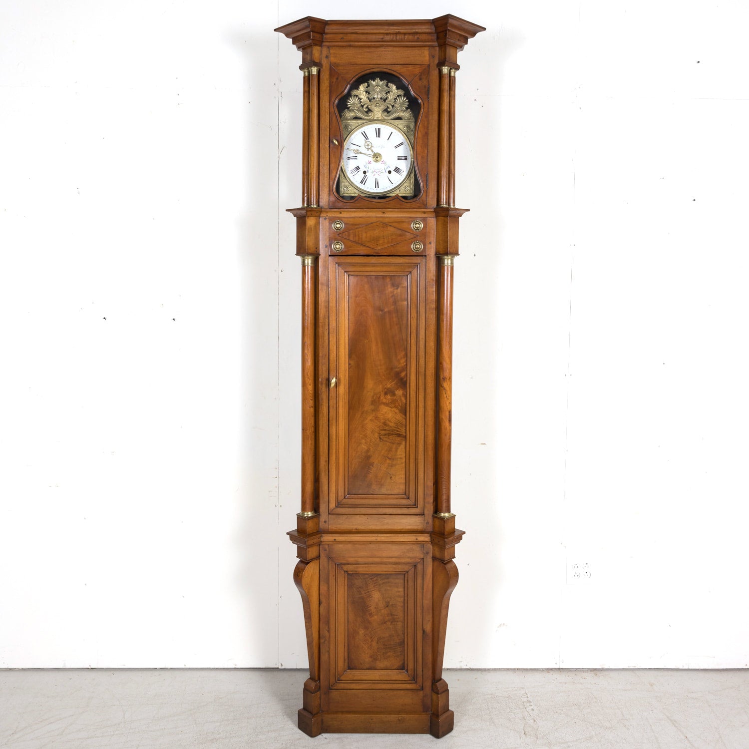 Early 19th Century French Empire Period Walnut Longcase Clock with Eight-Day Movement