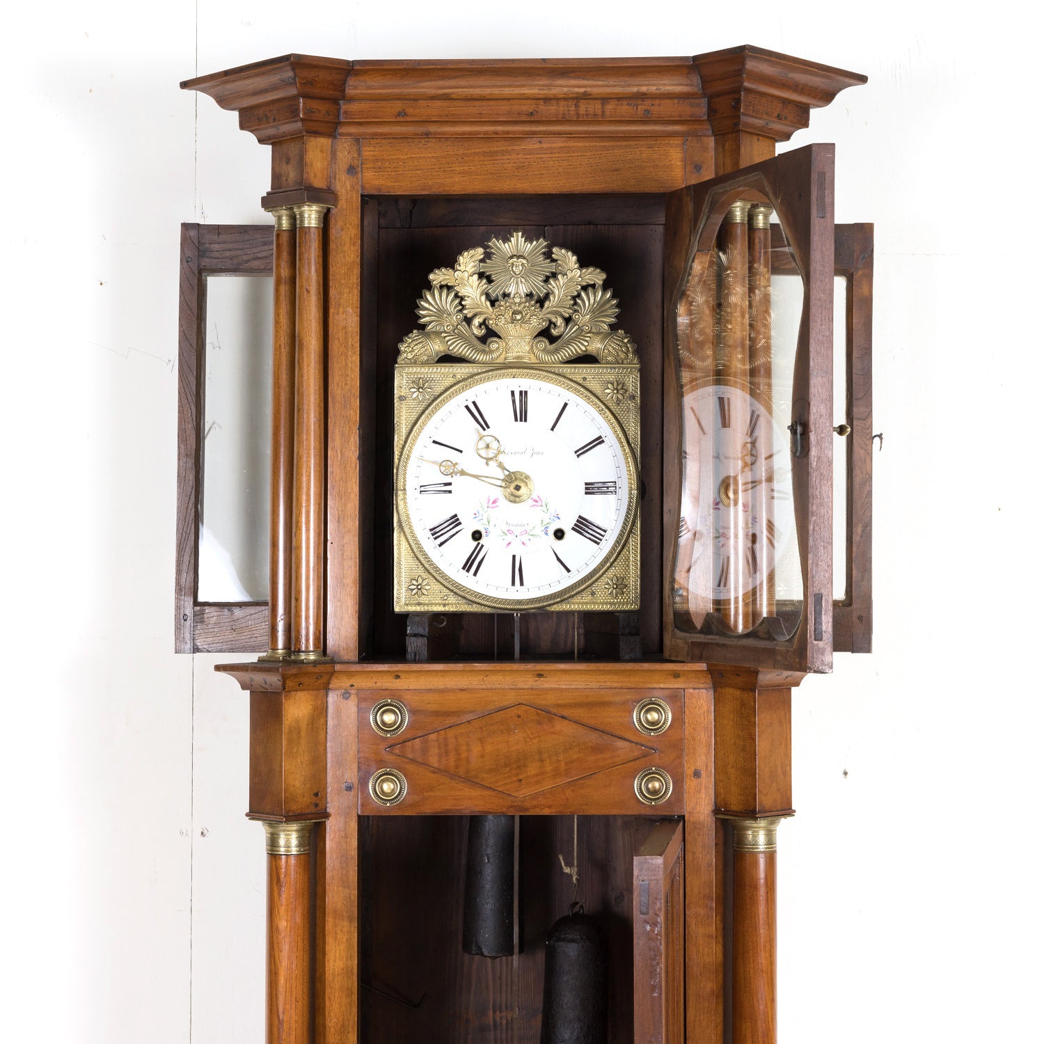 Early 19th Century French Empire Period Walnut Longcase Clock with Eight-Day Movement
