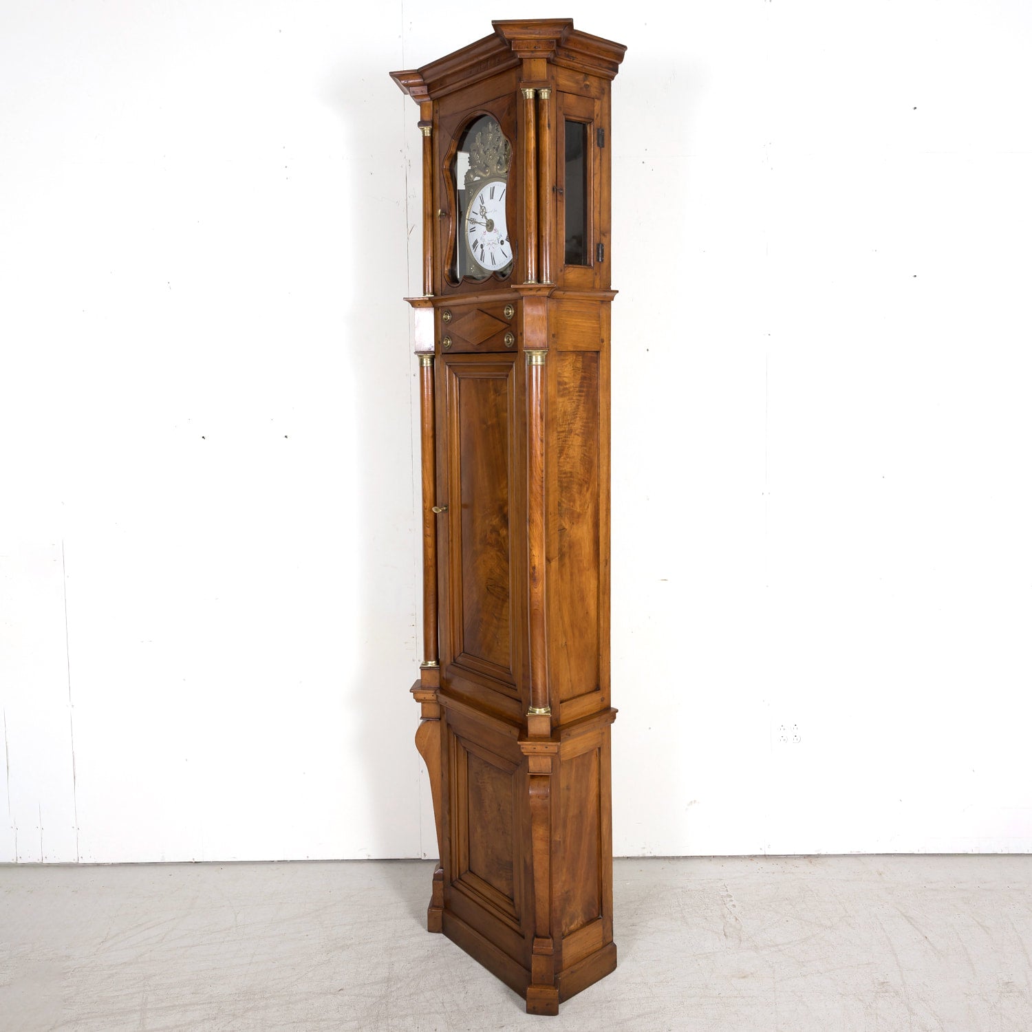 Early 19th Century French Empire Period Walnut Longcase Clock with Eight-Day Movement