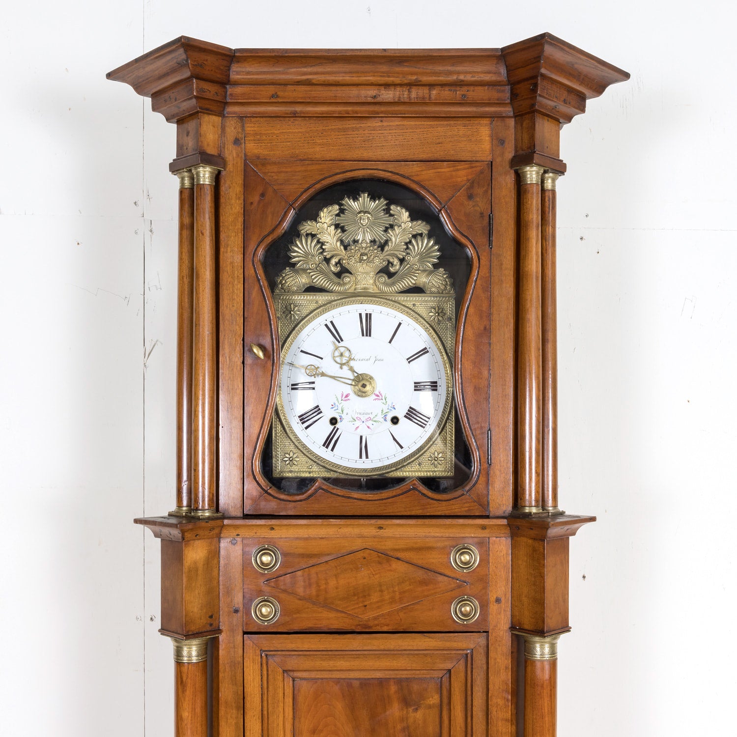 Early 19th Century French Empire Period Walnut Longcase Clock with Eight-Day Movement