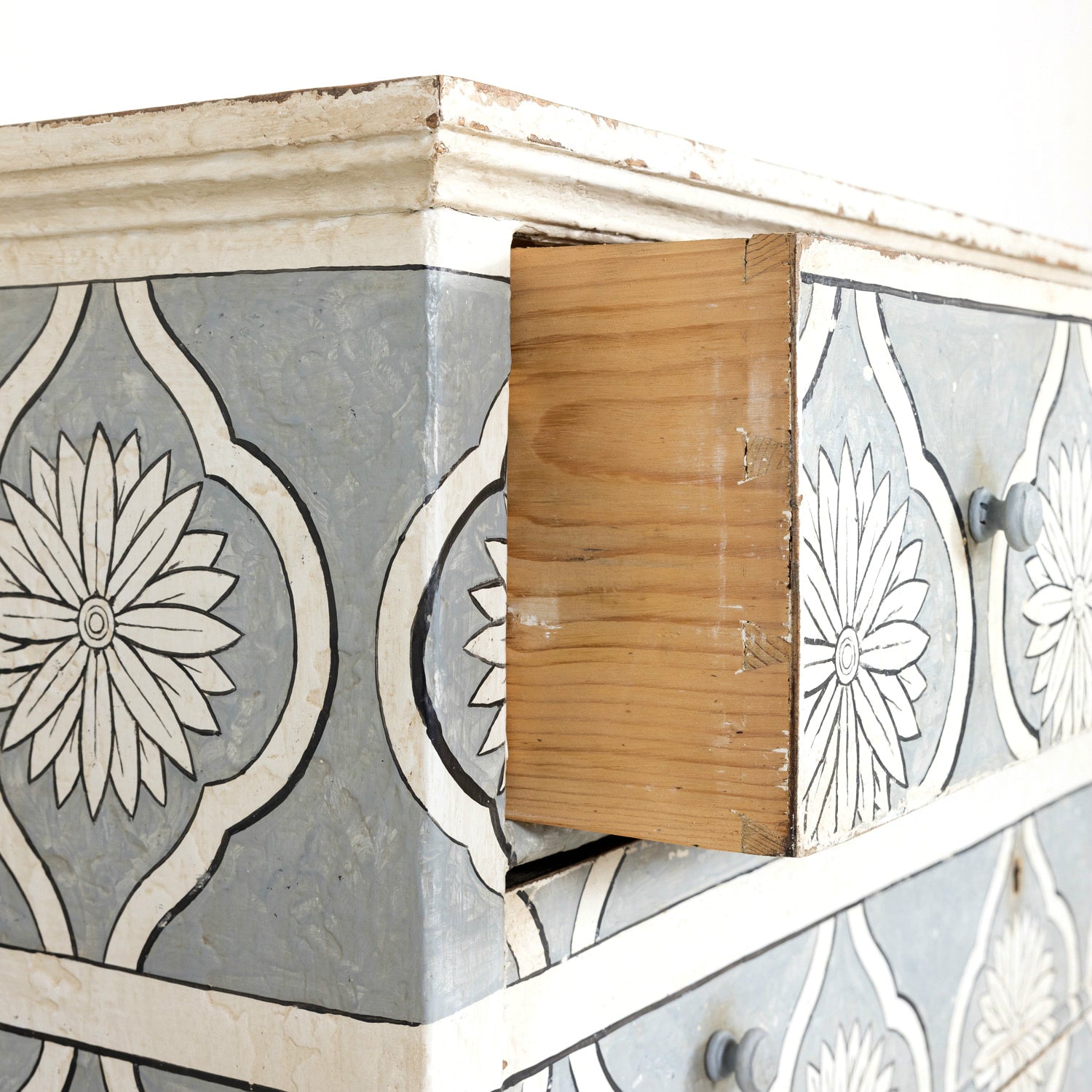 Late 19th Century Hand Painted French Louis XVI Style Three-Drawer Commode