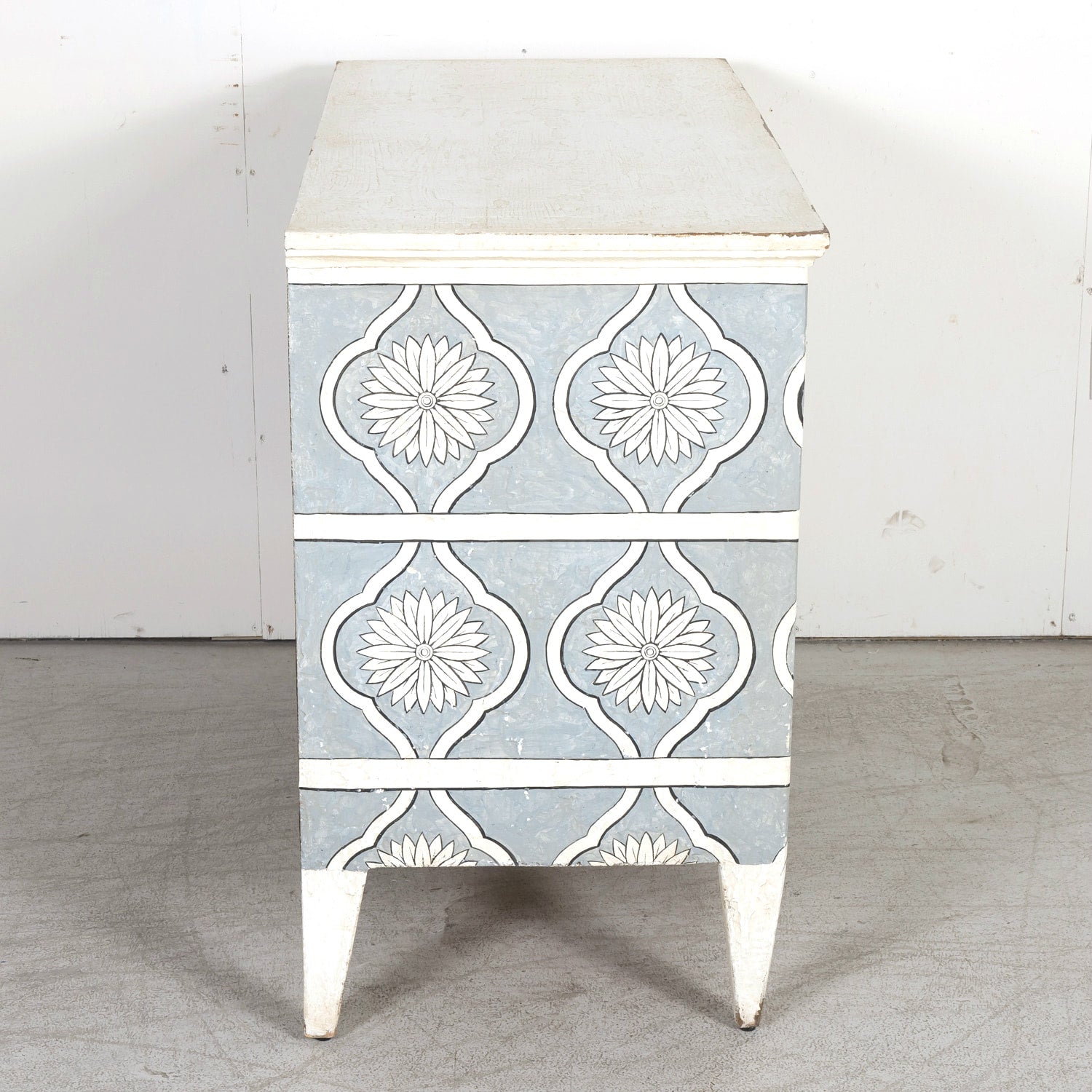 Late 19th Century Hand Painted French Louis XVI Style Three-Drawer Commode