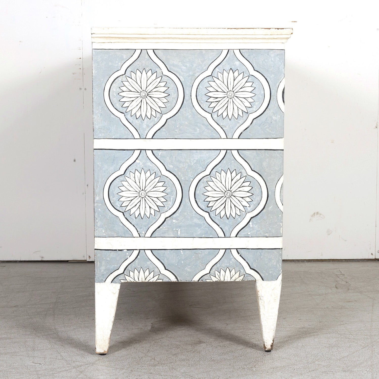 Late 19th Century Hand Painted French Louis XVI Style Three-Drawer Commode