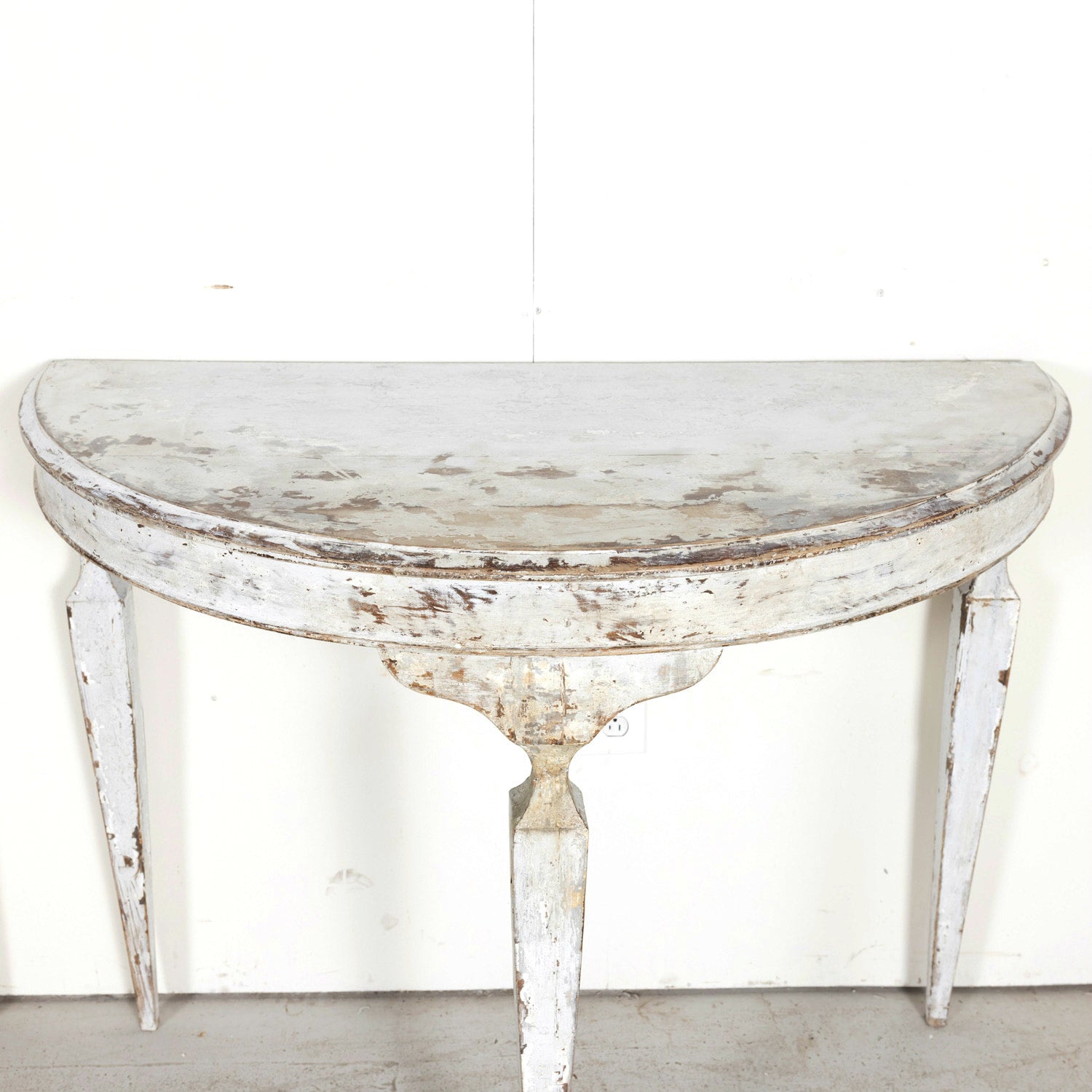 Pair of 19th Century French Louis XVI Style Painted Demilune Console Tables