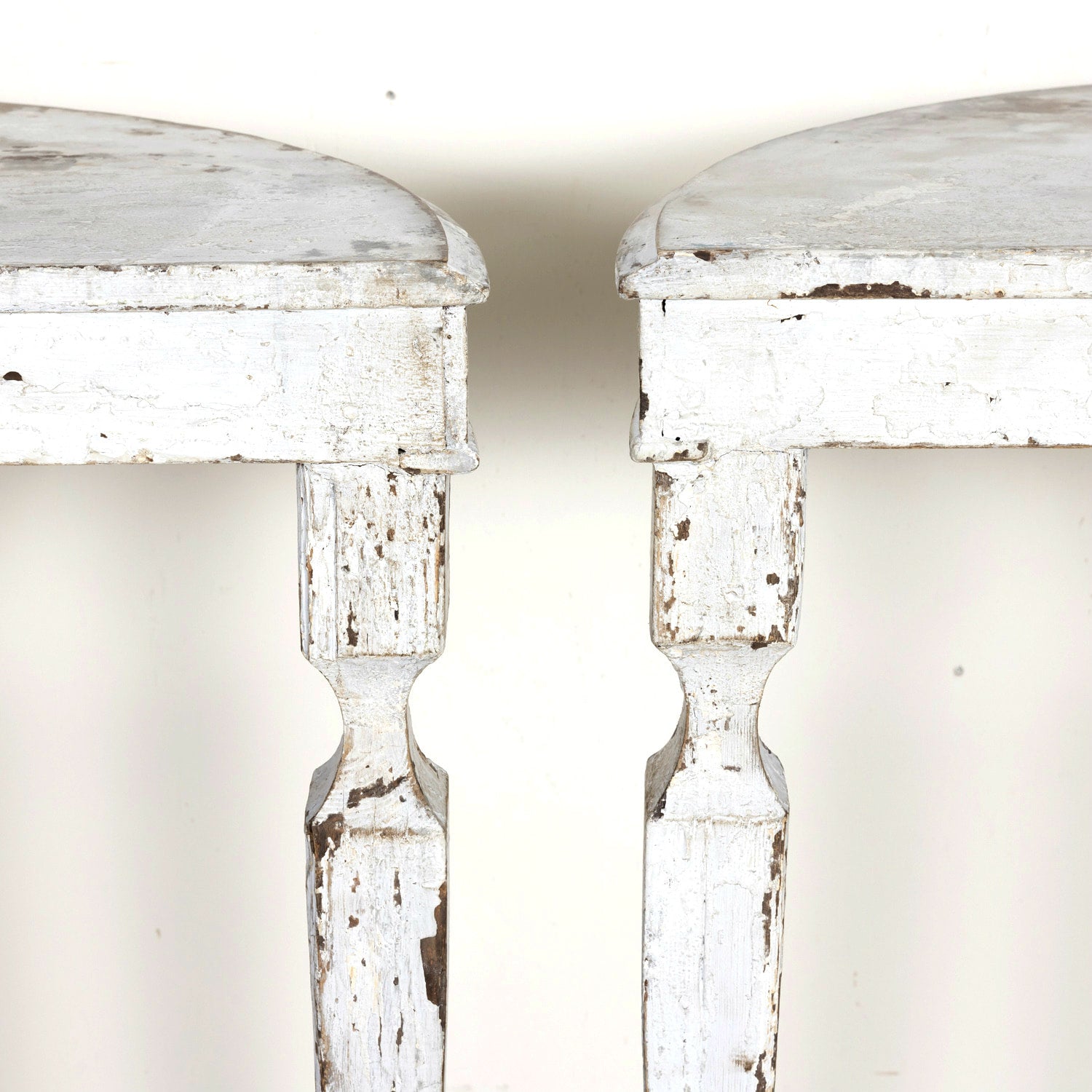 Pair of 19th Century French Louis XVI Style Painted Demilune Console Tables