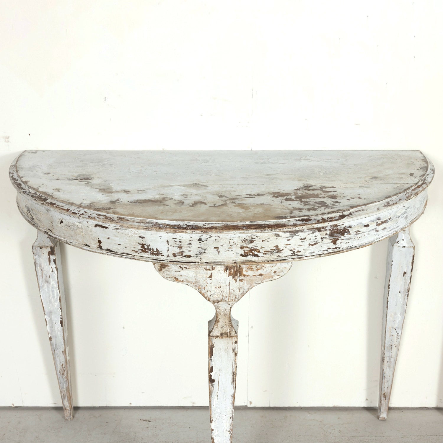 Pair of 19th Century French Louis XVI Style Painted Demilune Console Tables