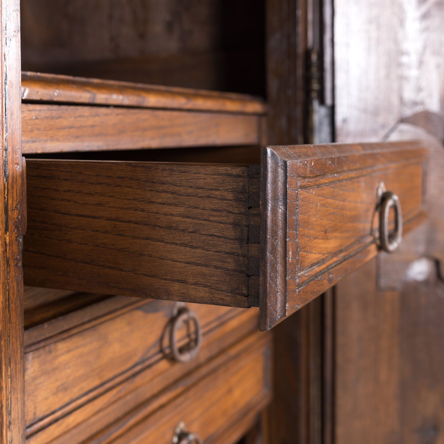 18th Century French Country Louis XV Period Carved Normandy Oak Bonnetiere