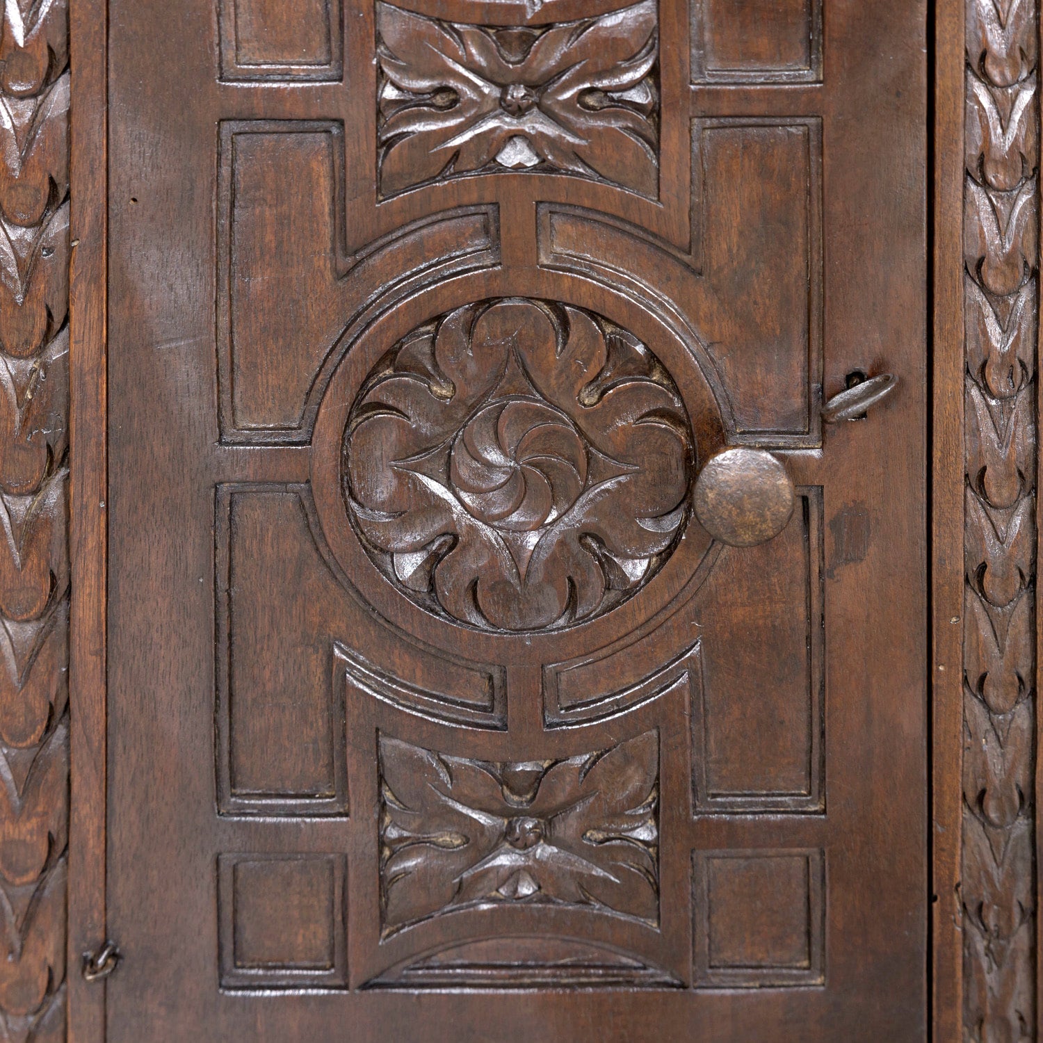 19th Century Spanish Catalan Carved Walnut Sacristy Chest