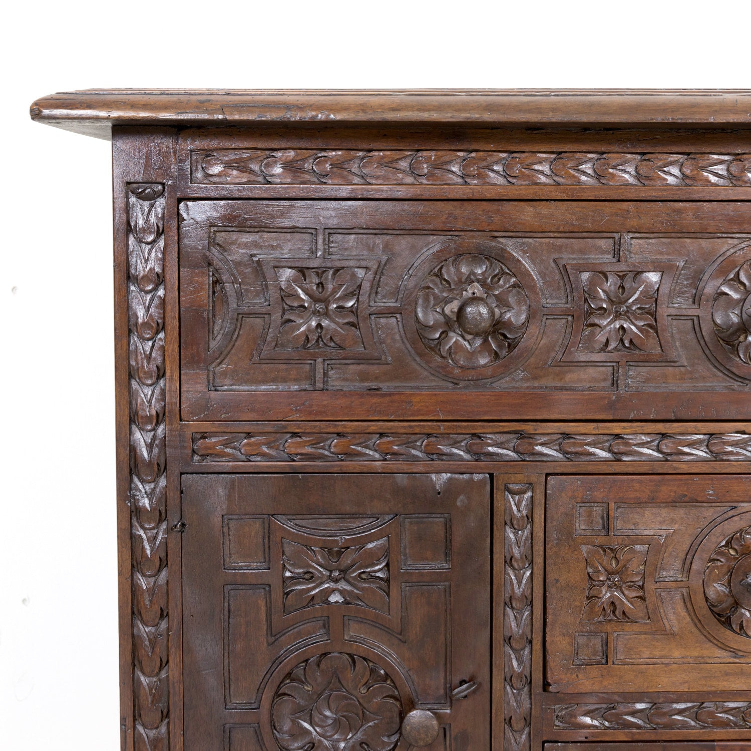 19th Century Spanish Catalan Carved Walnut Sacristy Chest