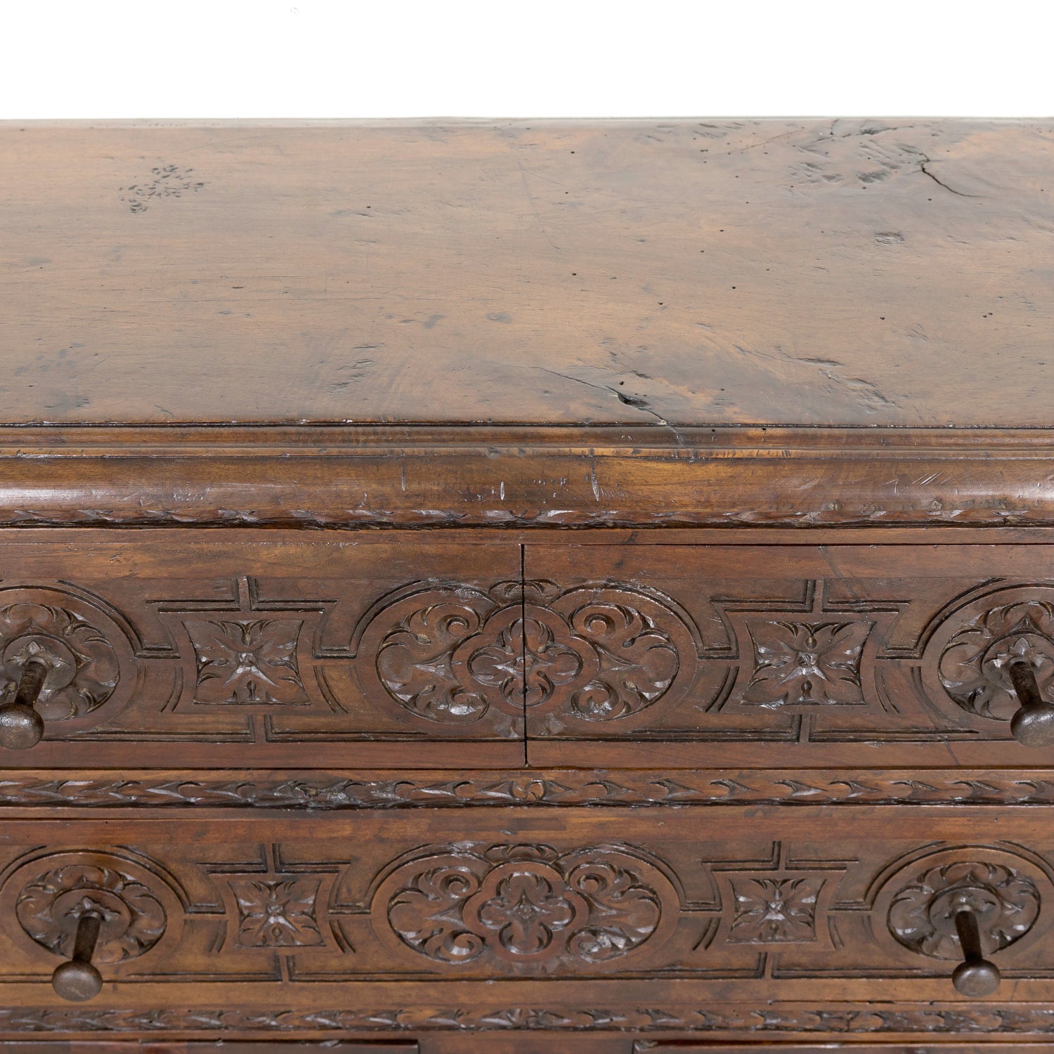 19th Century Spanish Catalan Carved Walnut Sacristy Chest