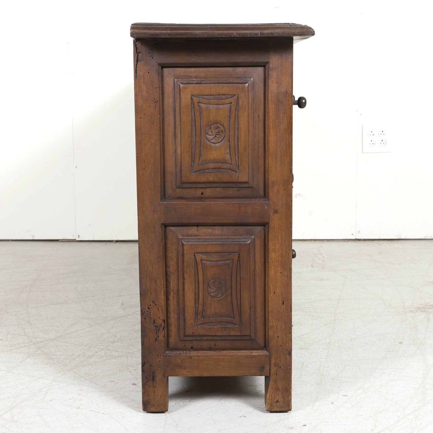 19th Century Spanish Catalan Carved Walnut Sacristy Chest