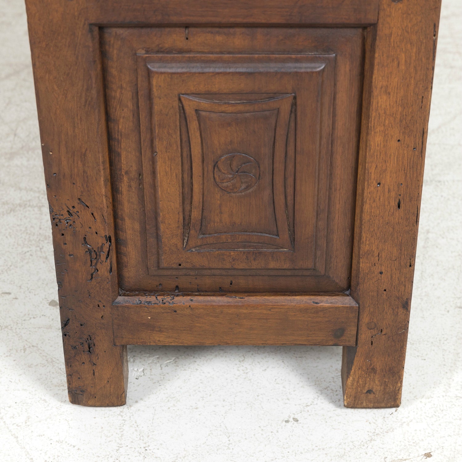 19th Century Spanish Catalan Carved Walnut Sacristy Chest