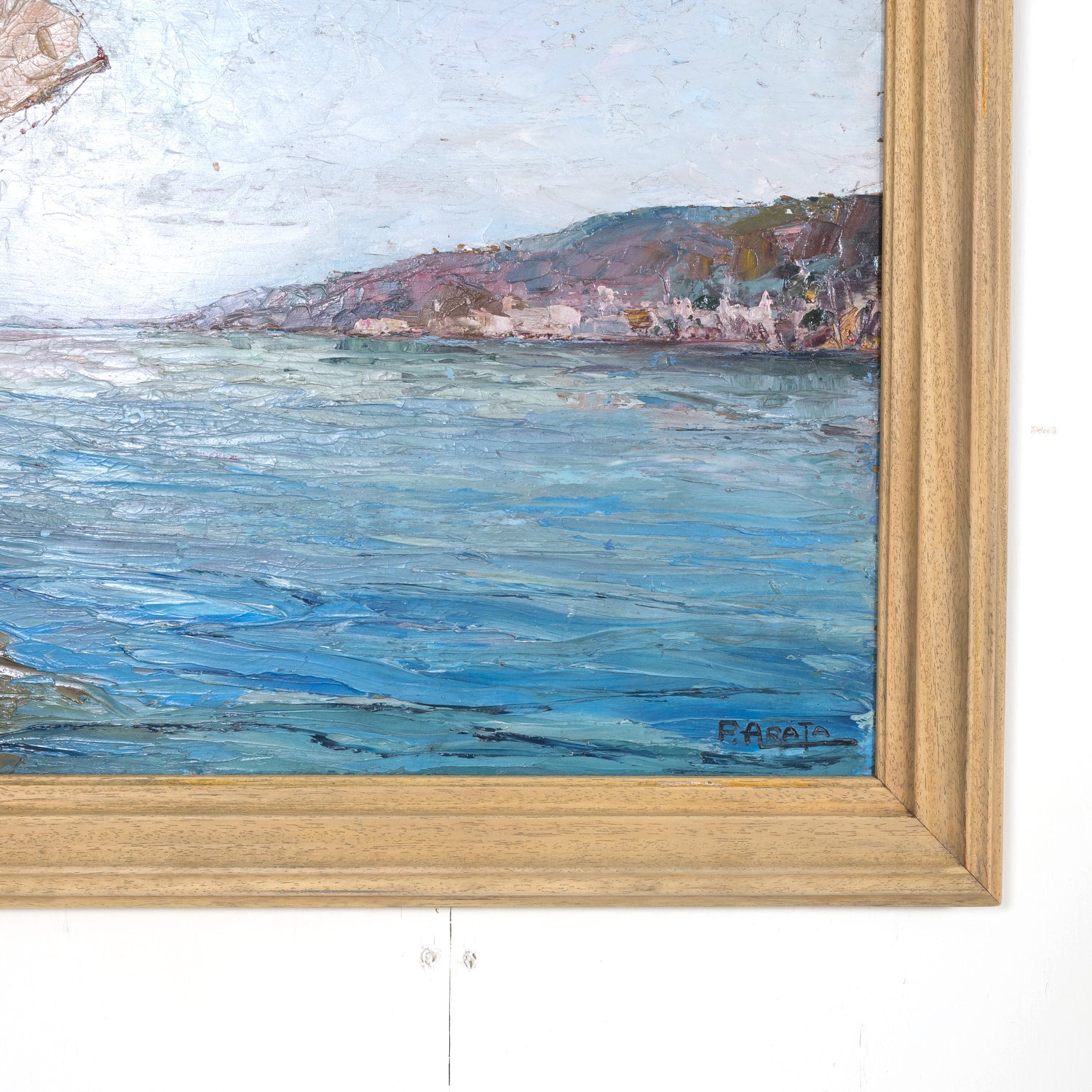 Original Early 20th Century Framed Oil on Board French Seascape Painting, Signed