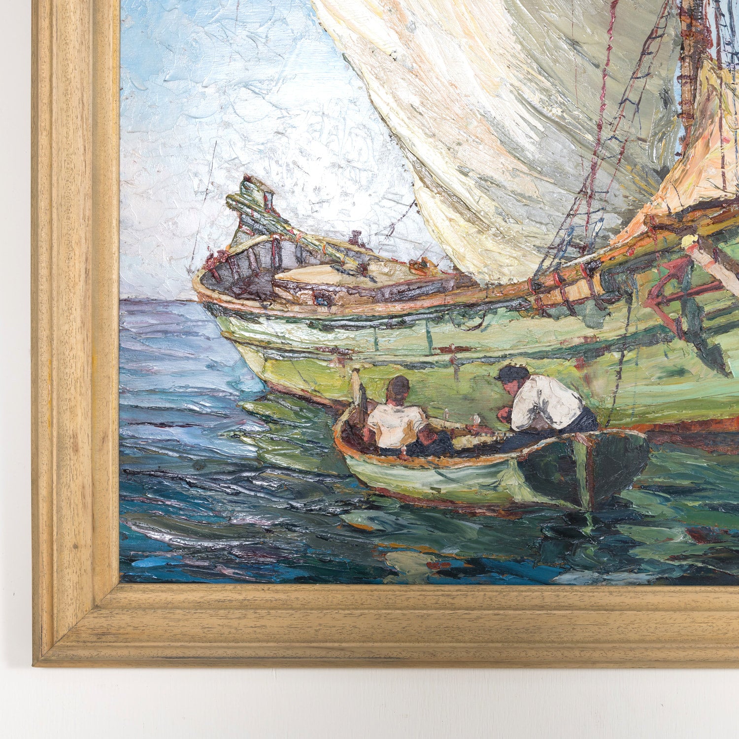 Original Early 20th Century Framed Oil on Board French Seascape Painting, Signed