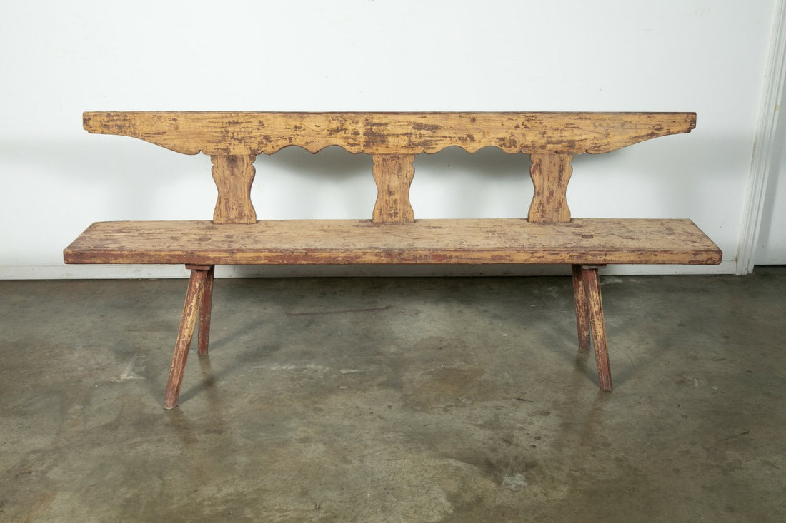 19th Century Painted Primitive French Provençal Bench