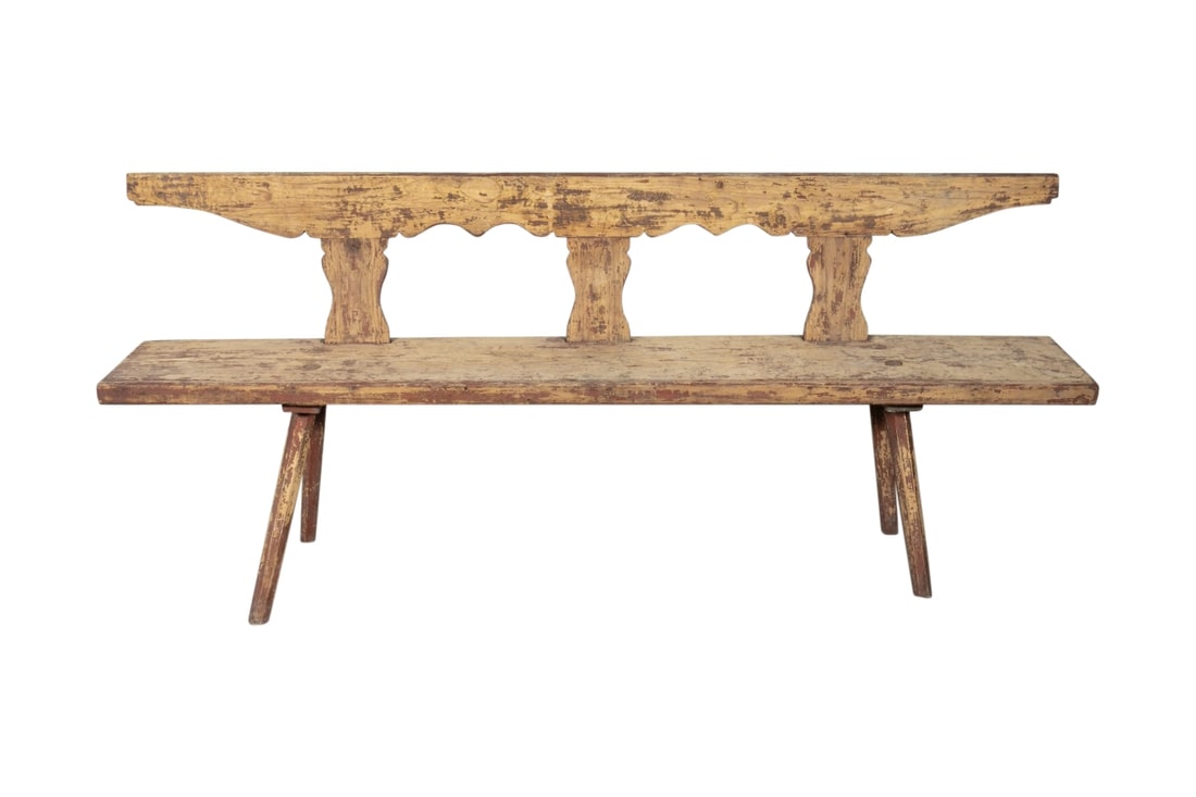 19th Century Painted Primitive French Provençal Bench