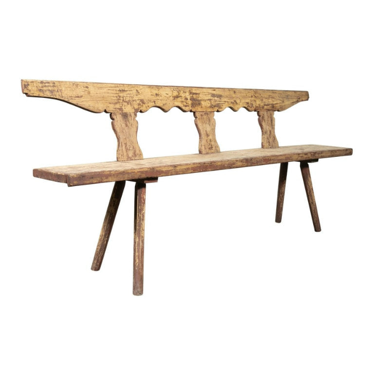19th Century Painted Primitive French Provençal Bench