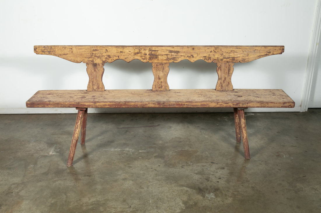 19th Century Painted Primitive French Provençal Bench