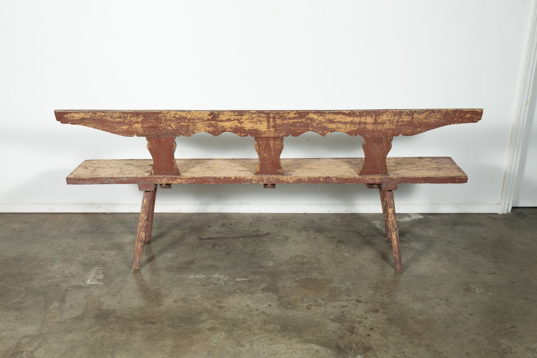 19th Century Painted Primitive French Provençal Bench